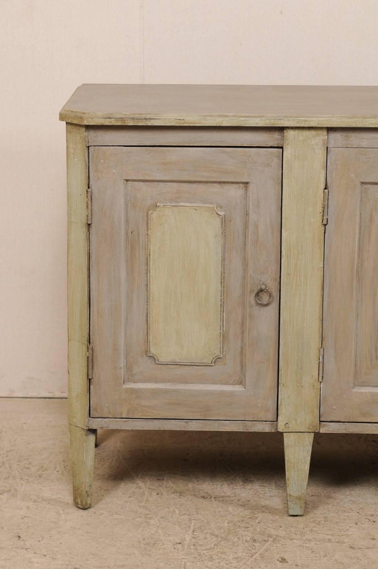 Vintage Painted Wood Buffet Sideboard in Grey with Soft Green