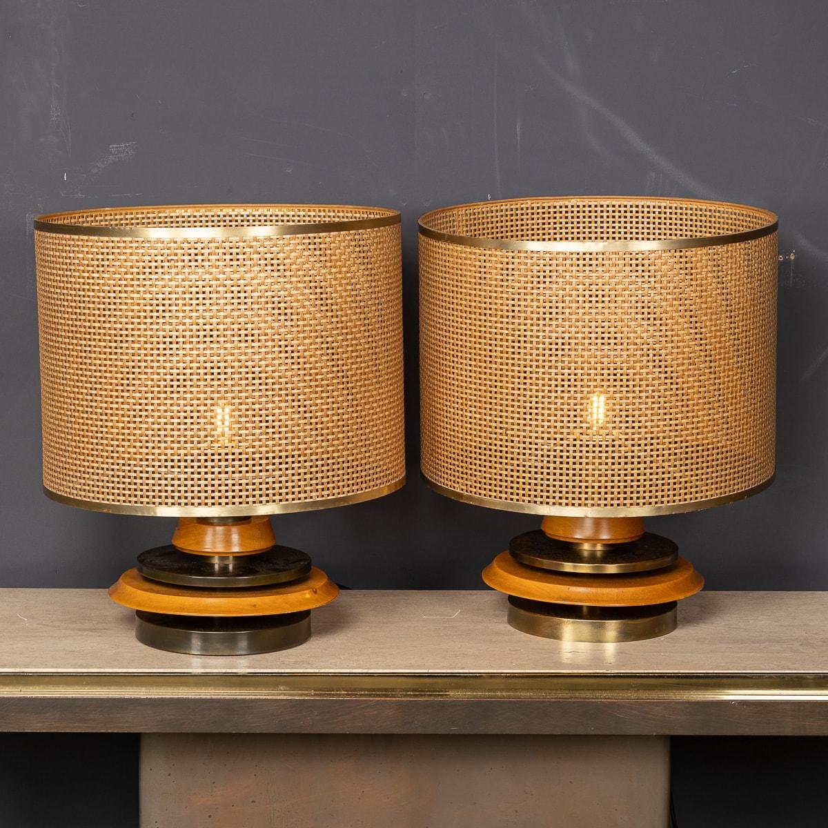 Other A Vintage Pair Of 20th Century Italian Bergere Lamps By Scarnicci c.1970