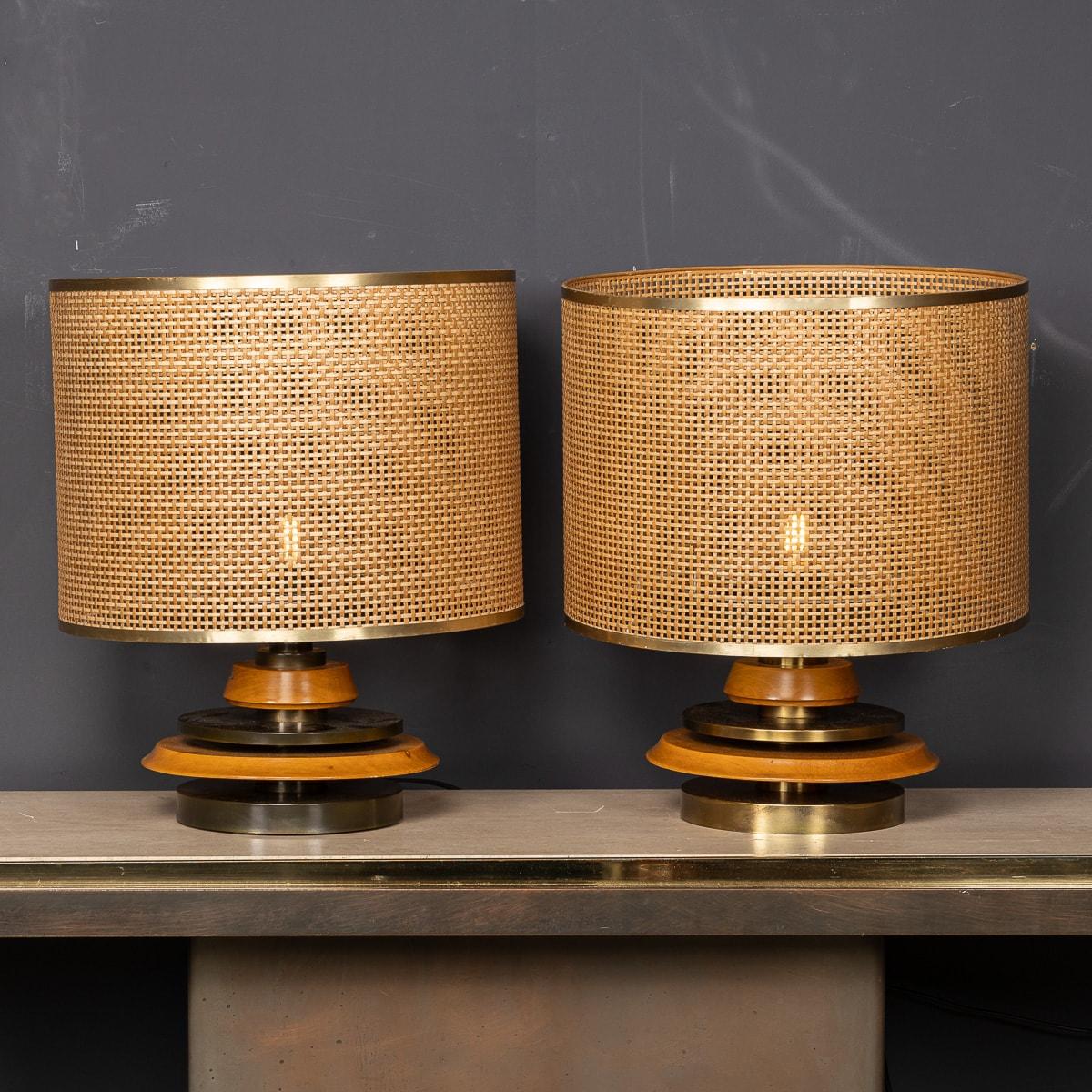 A Vintage Pair Of 20th Century Italian Bergere Lamps By Scarnicci c.1970 In Good Condition In Royal Tunbridge Wells, Kent