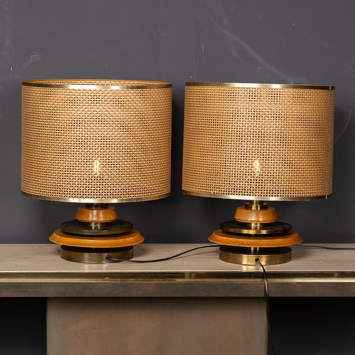 Brass A Vintage Pair Of 20th Century Italian Bergere Lamps By Scarnicci c.1970
