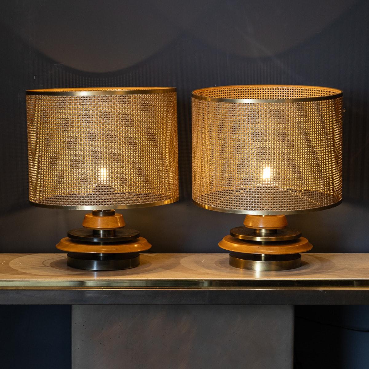 A Vintage Pair Of 20th Century Italian Bergere Lamps By Scarnicci c.1970 1