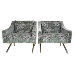 Vintage Pair of Armchairs with Chrome Legs