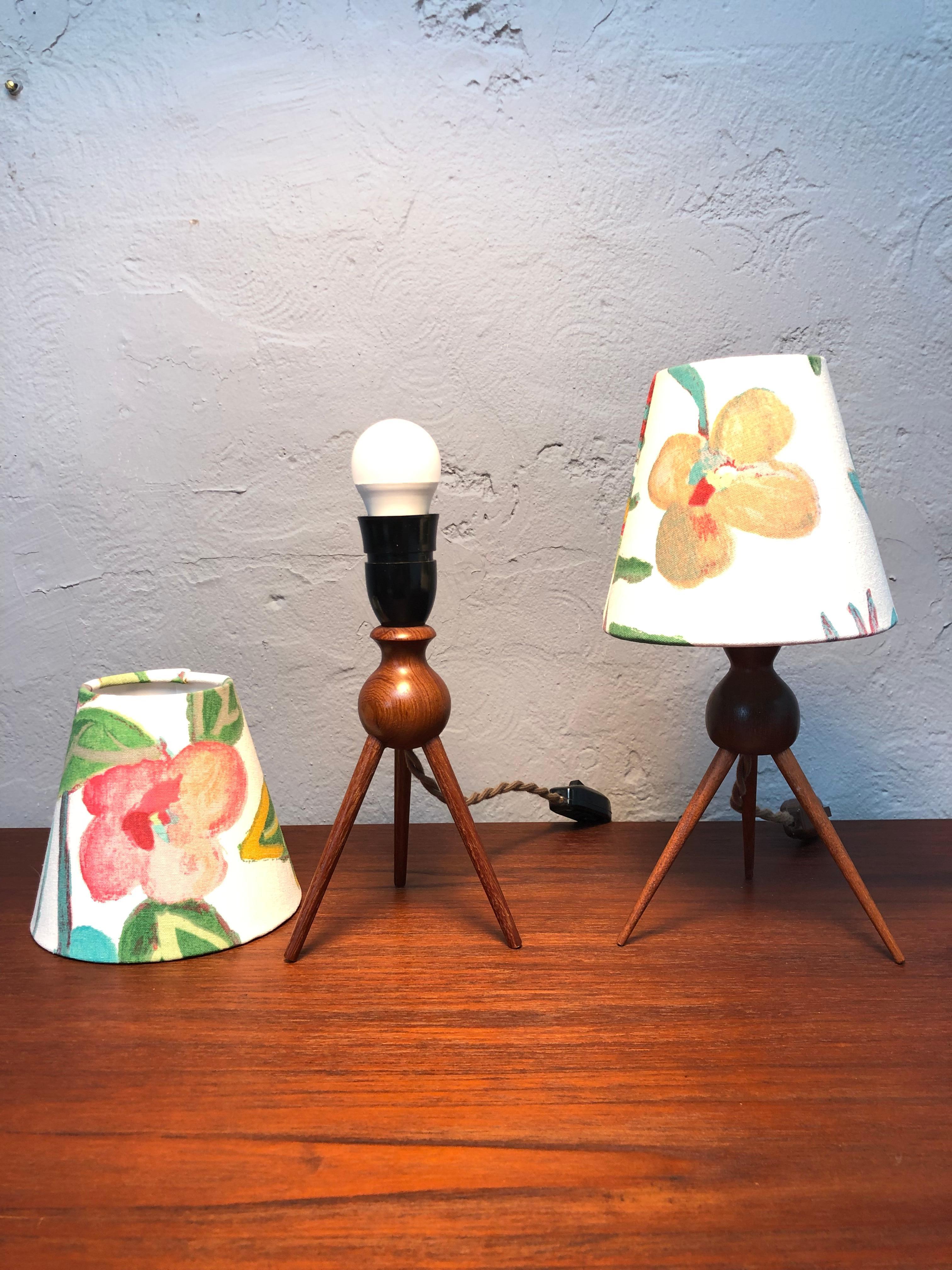 Mid-Century Modern A Vintage Pair Of Danish Mid Century Modern Teak Table Lamps Shades Included For Sale