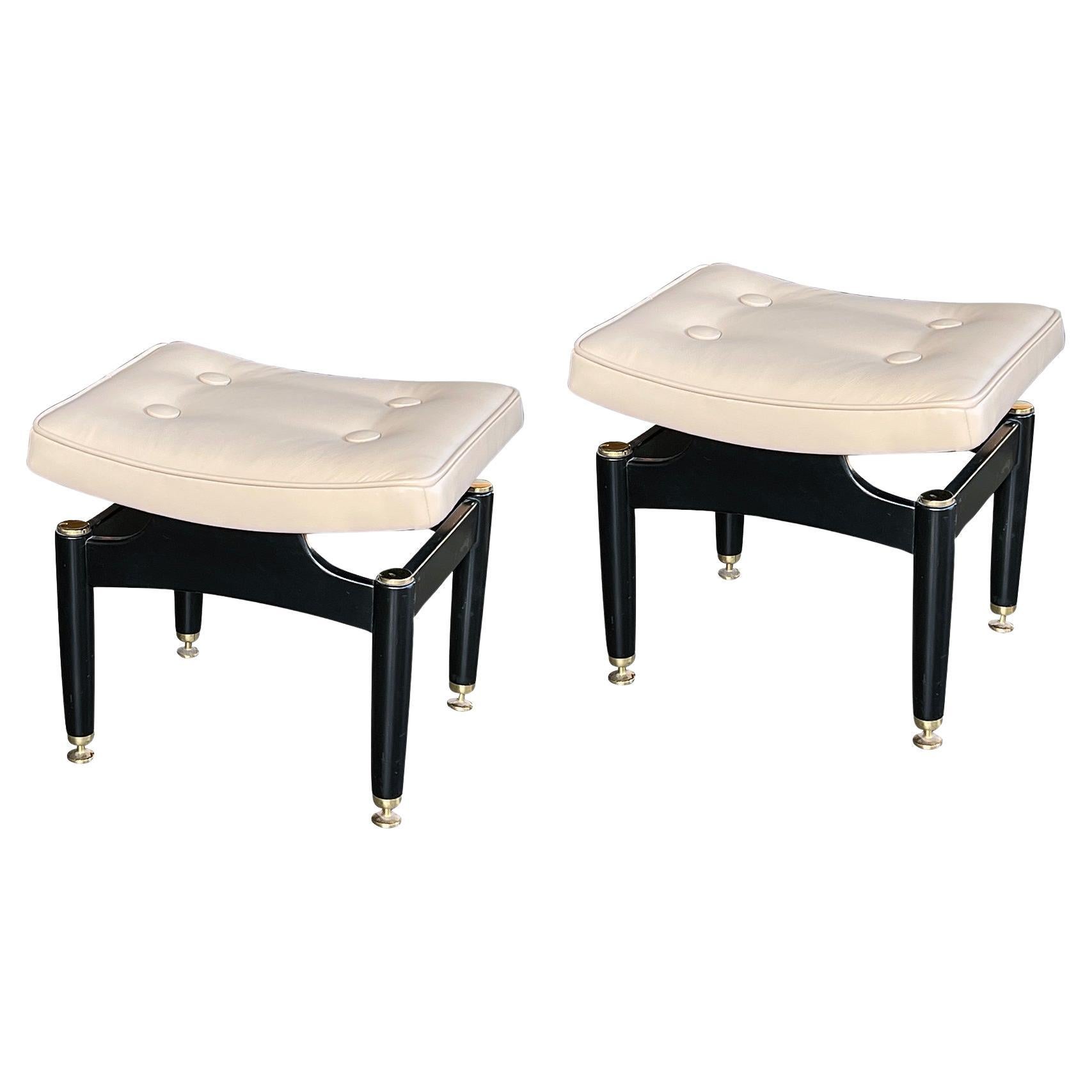 A Vintage Pair of English 1950s G-Plan Ebonized Stools  For Sale