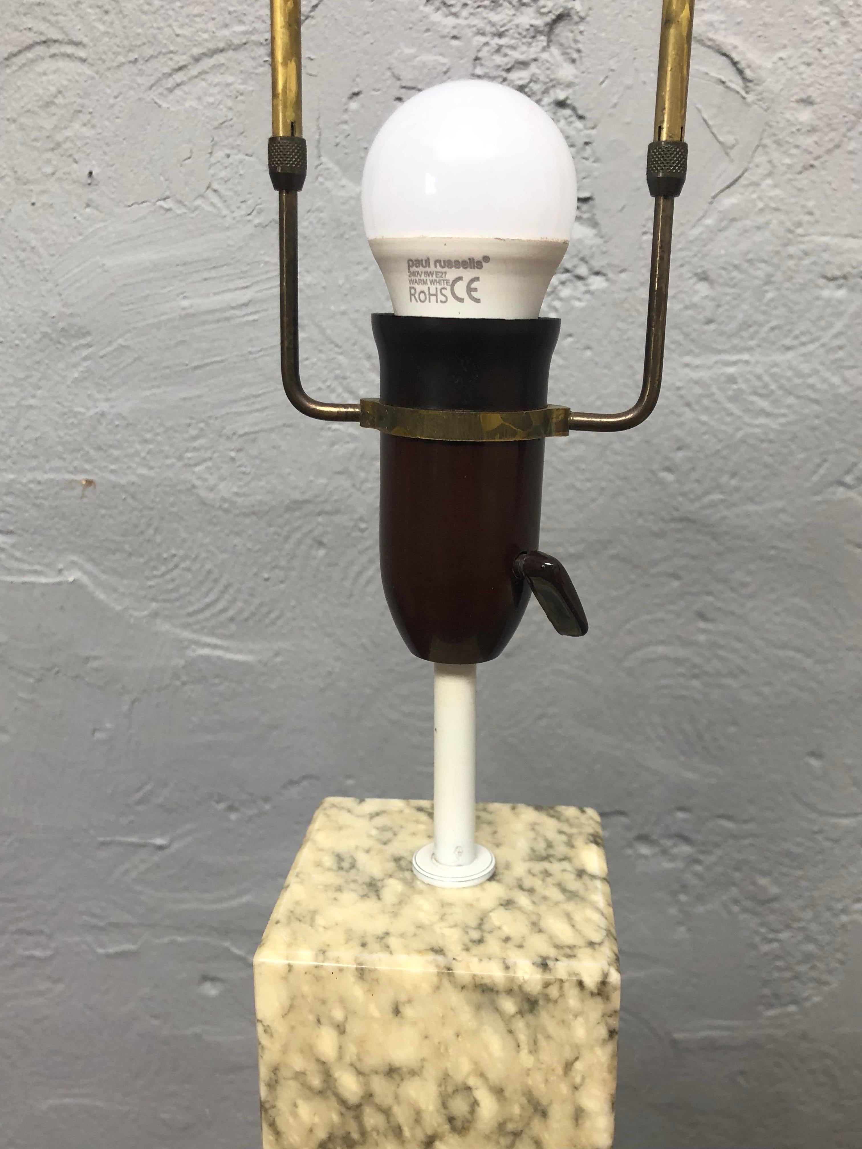 Vintage Pair of Volterra Alabster Table Lamps for Holm Sørensen of Denmark 1