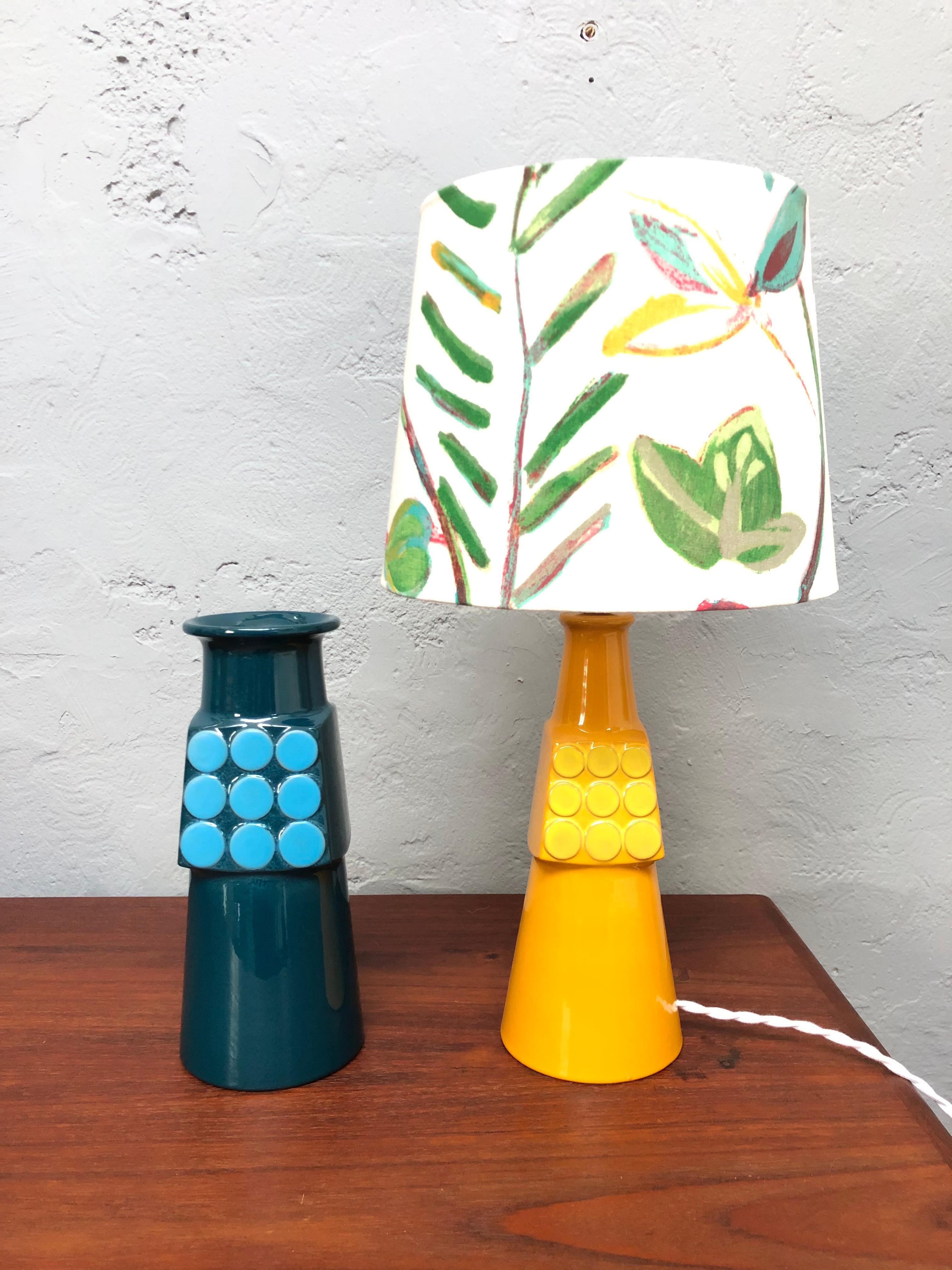 Mid-Century Modern A Vintage Pottery Table Lamp From Knabstrup Of Denmark With Matching Vase For Sale