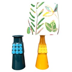 A Retro Pottery Table Lamp From Knabstrup Of Denmark With Matching Vase