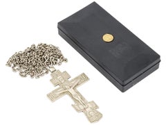 A vintage Russian Orthodox silver-tone priest's cross