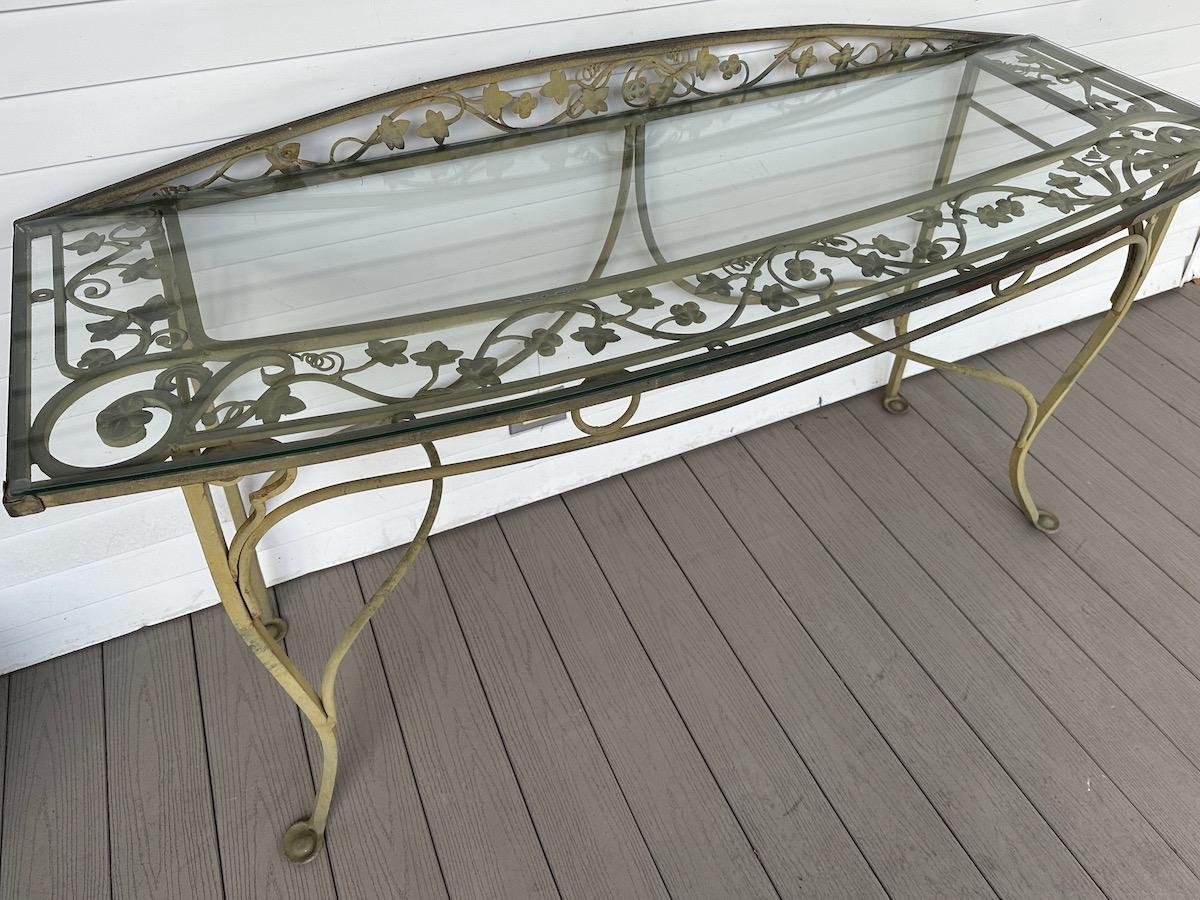 Welded A Vintage Salterini Style Wrought Iron Console Table For Sale