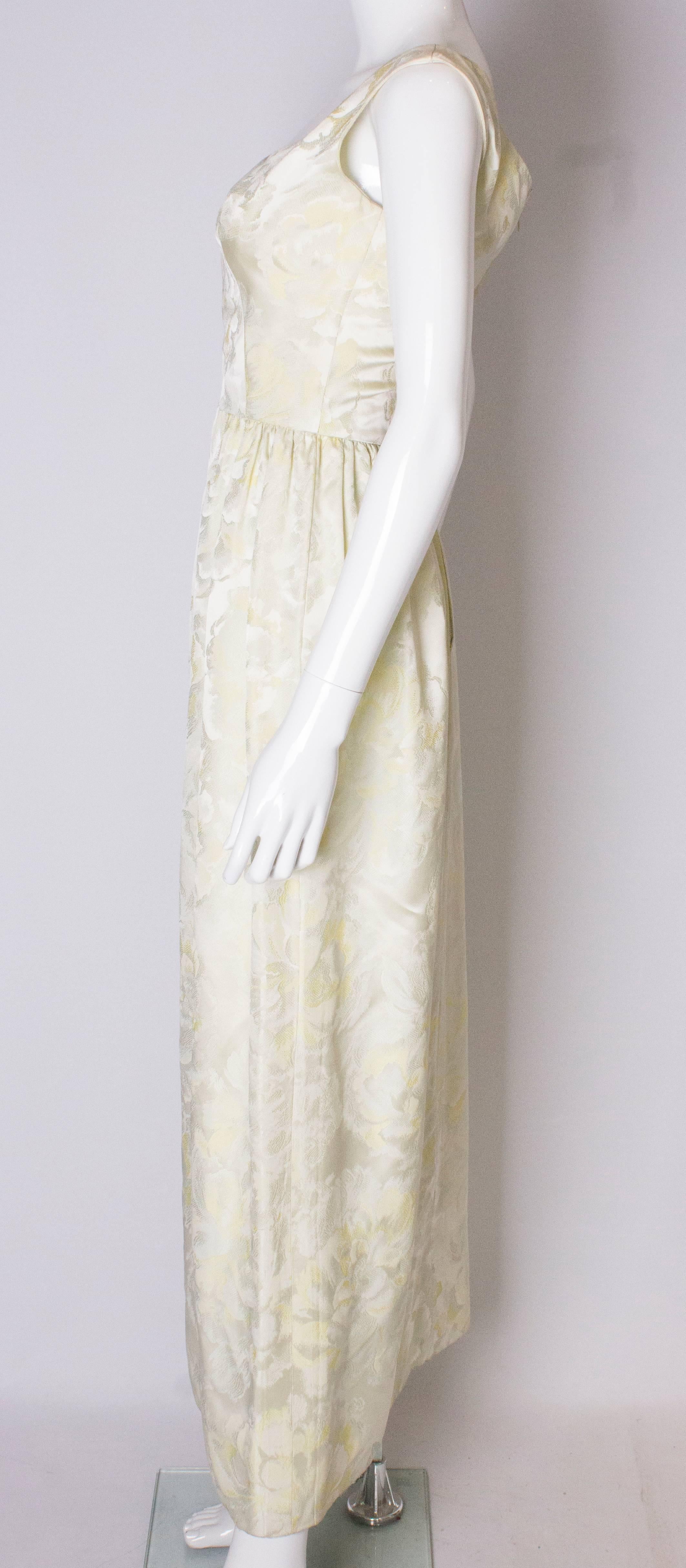 Beige A vintage Sarmi 1960s Pale Yellow Brocade Gown
