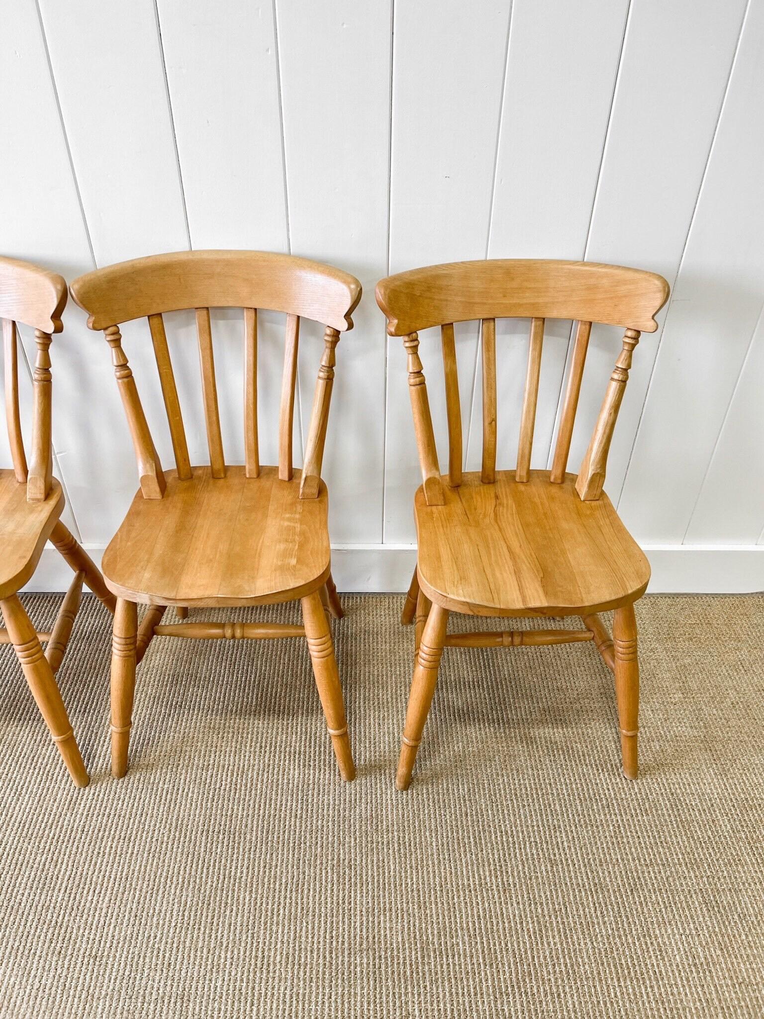 Victorian A Vintage Set of 4 Slat Back Chairs For Sale