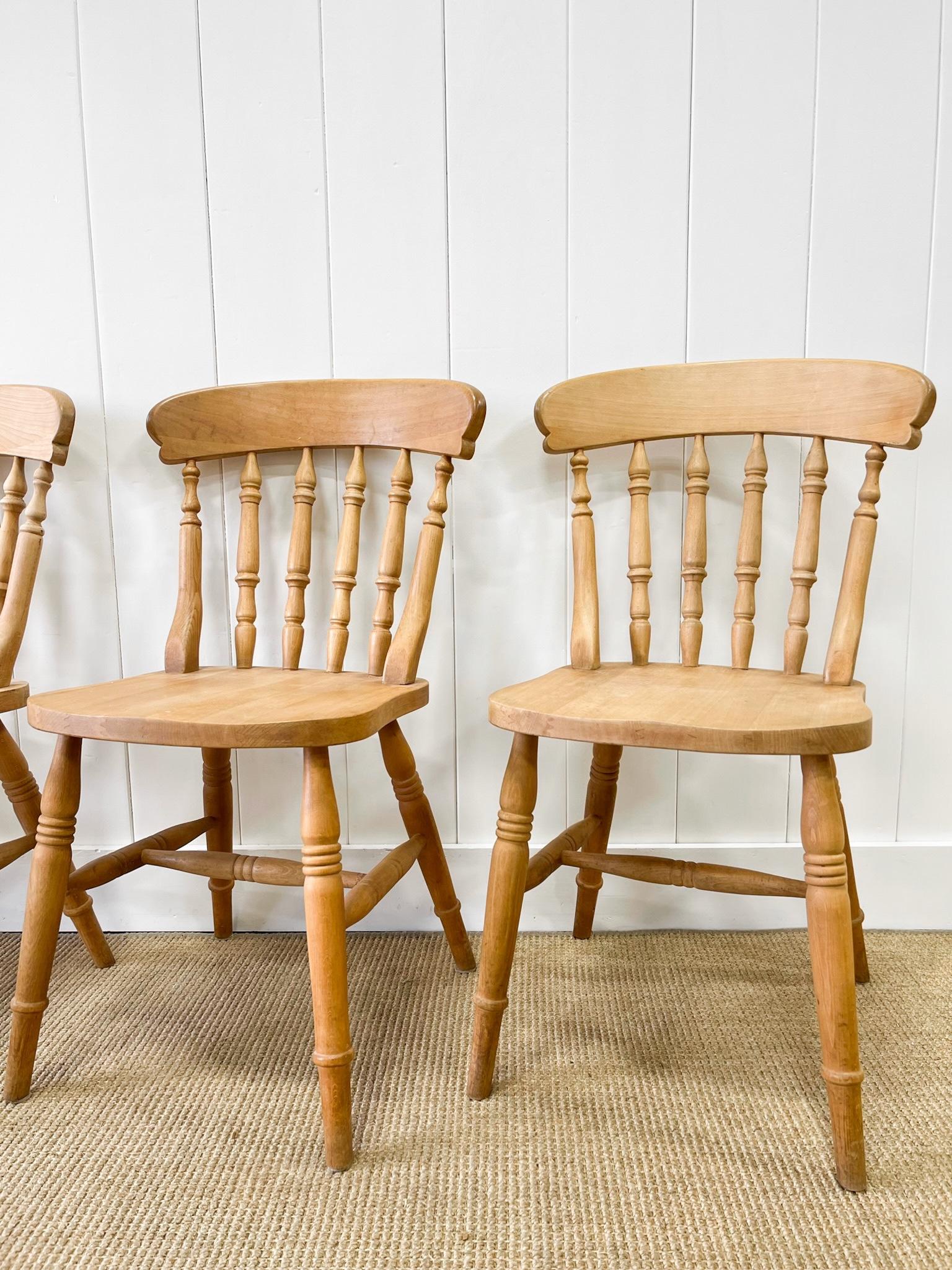 Victorian A Vintage Set of 4 Spindle Back Chairs For Sale
