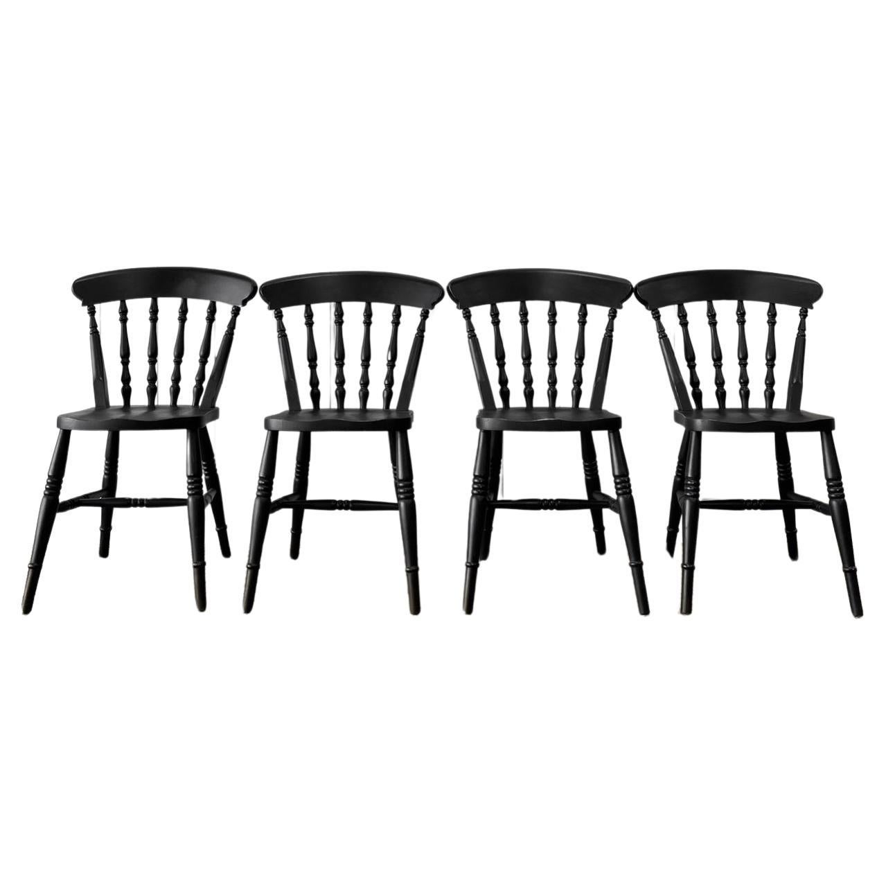 A Vintage Set of 4 Spindle Back Chairs