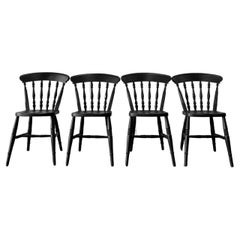A Antique Set of 4 Spindle Back Chairs