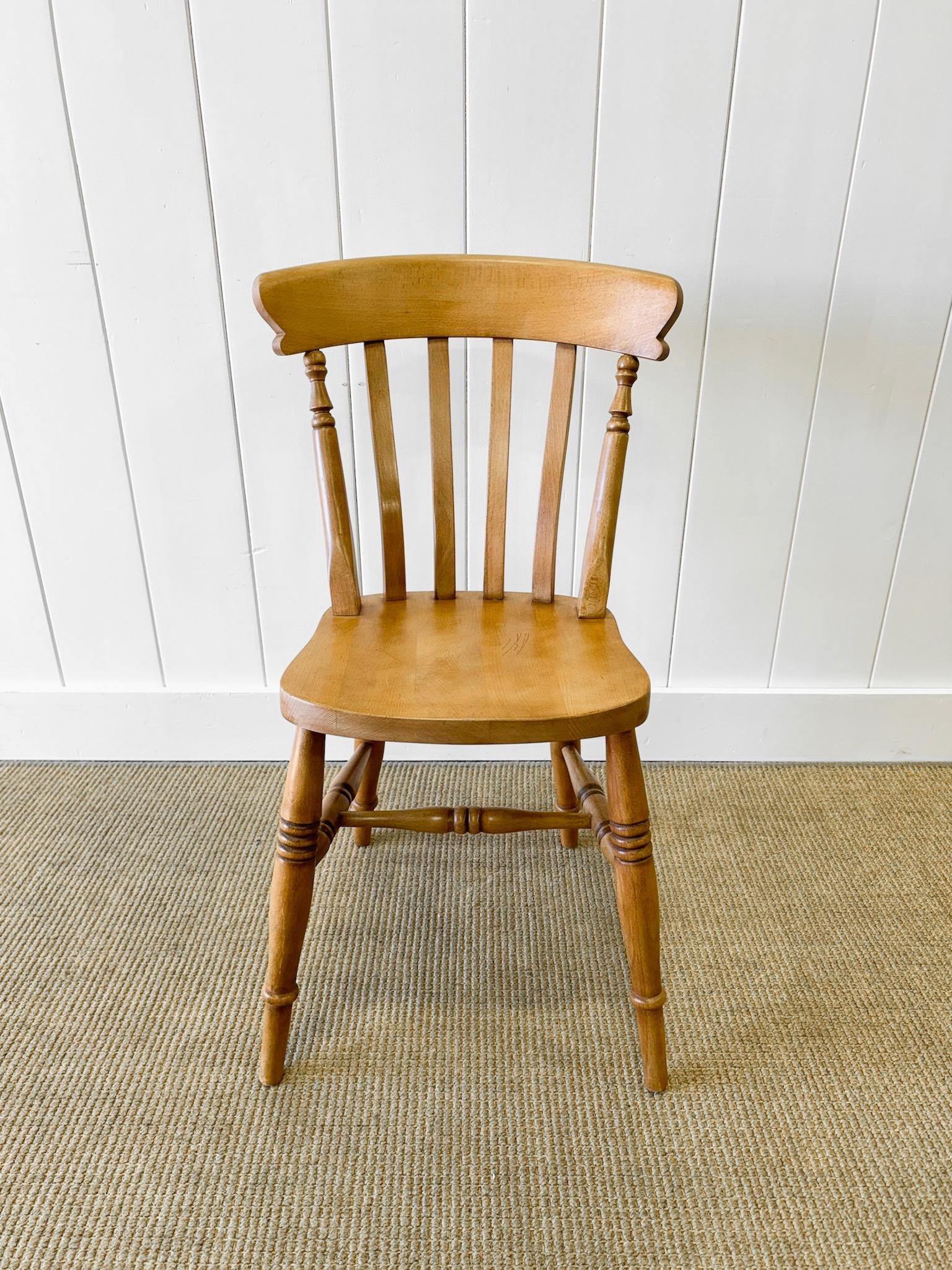 Country A Vintage Set of 8 Slat Back Ash Chairs