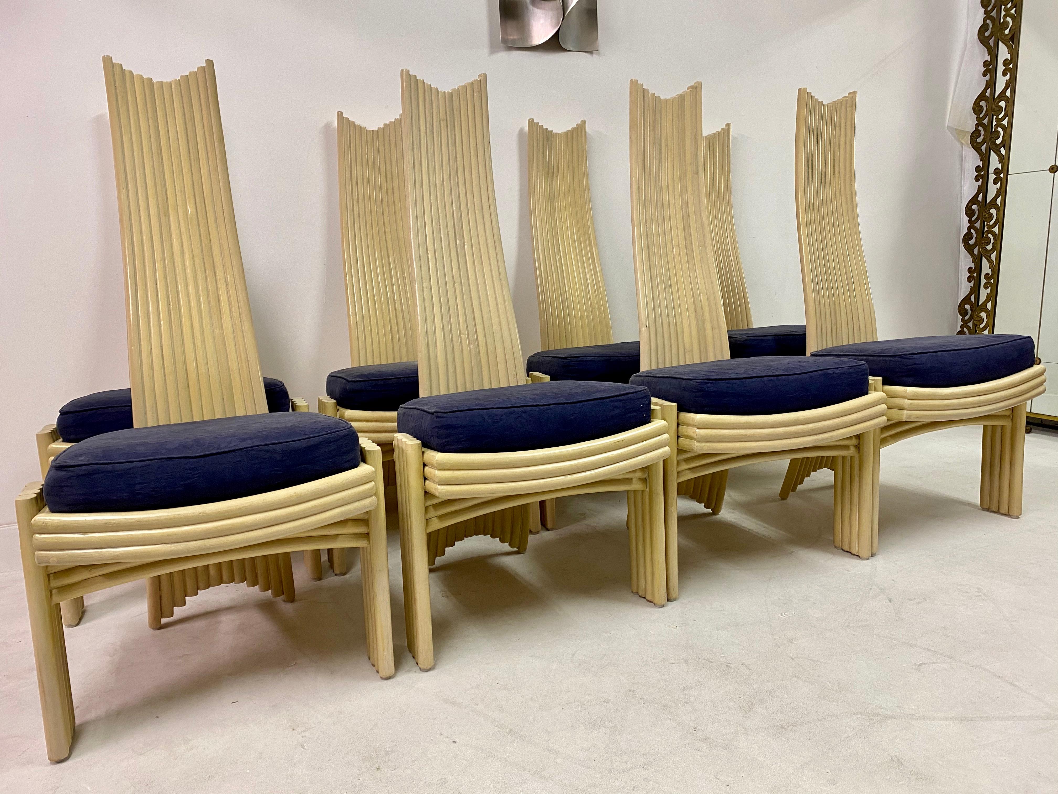 American Vintage Set of Eight 1980s Bamboo Dining Chairs