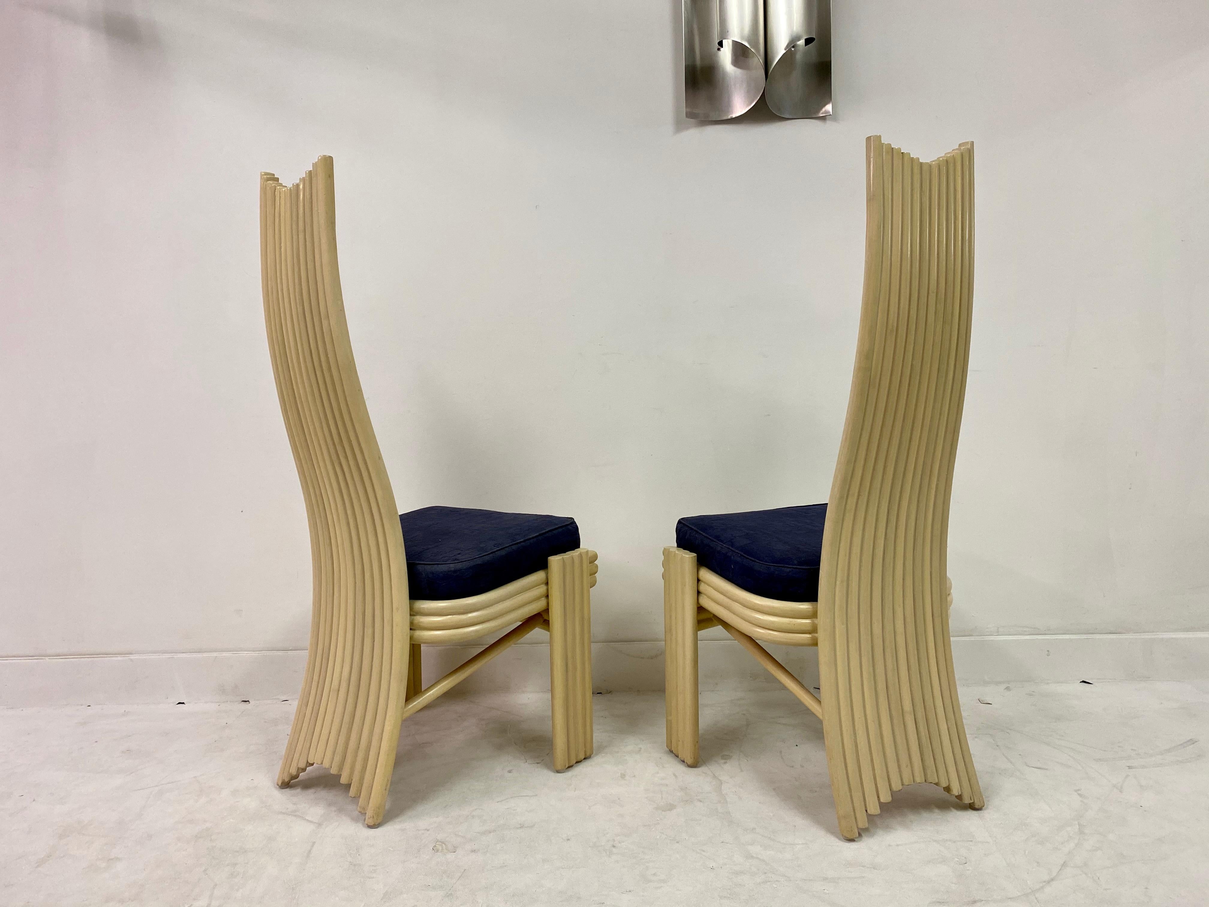 Vintage Set of Eight 1980s Bamboo Dining Chairs 1