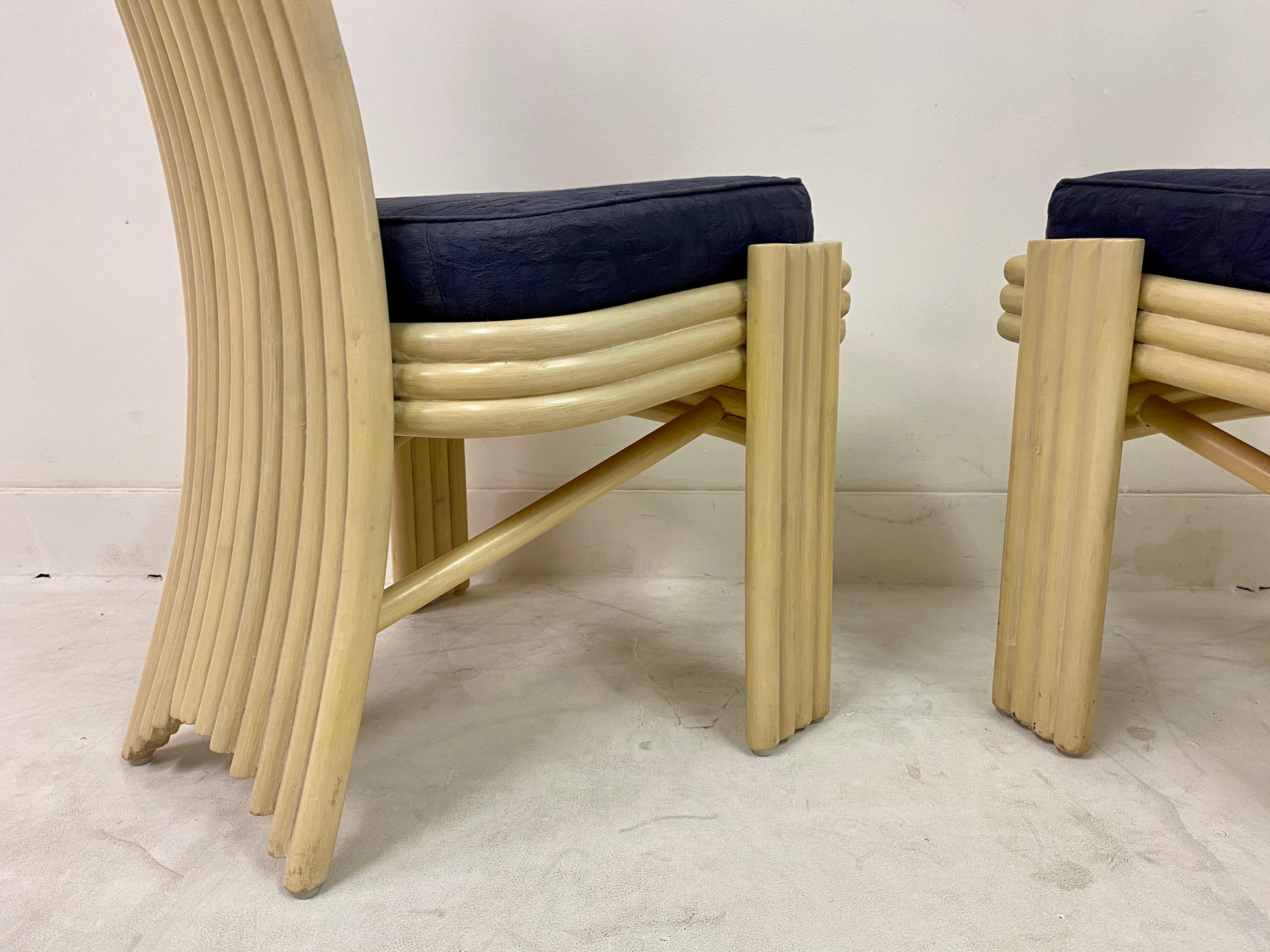 Vintage Set of Eight 1980s Bamboo Dining Chairs 2