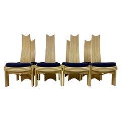 Vintage Set of Eight 1980 Bamboo Dining Chairs
