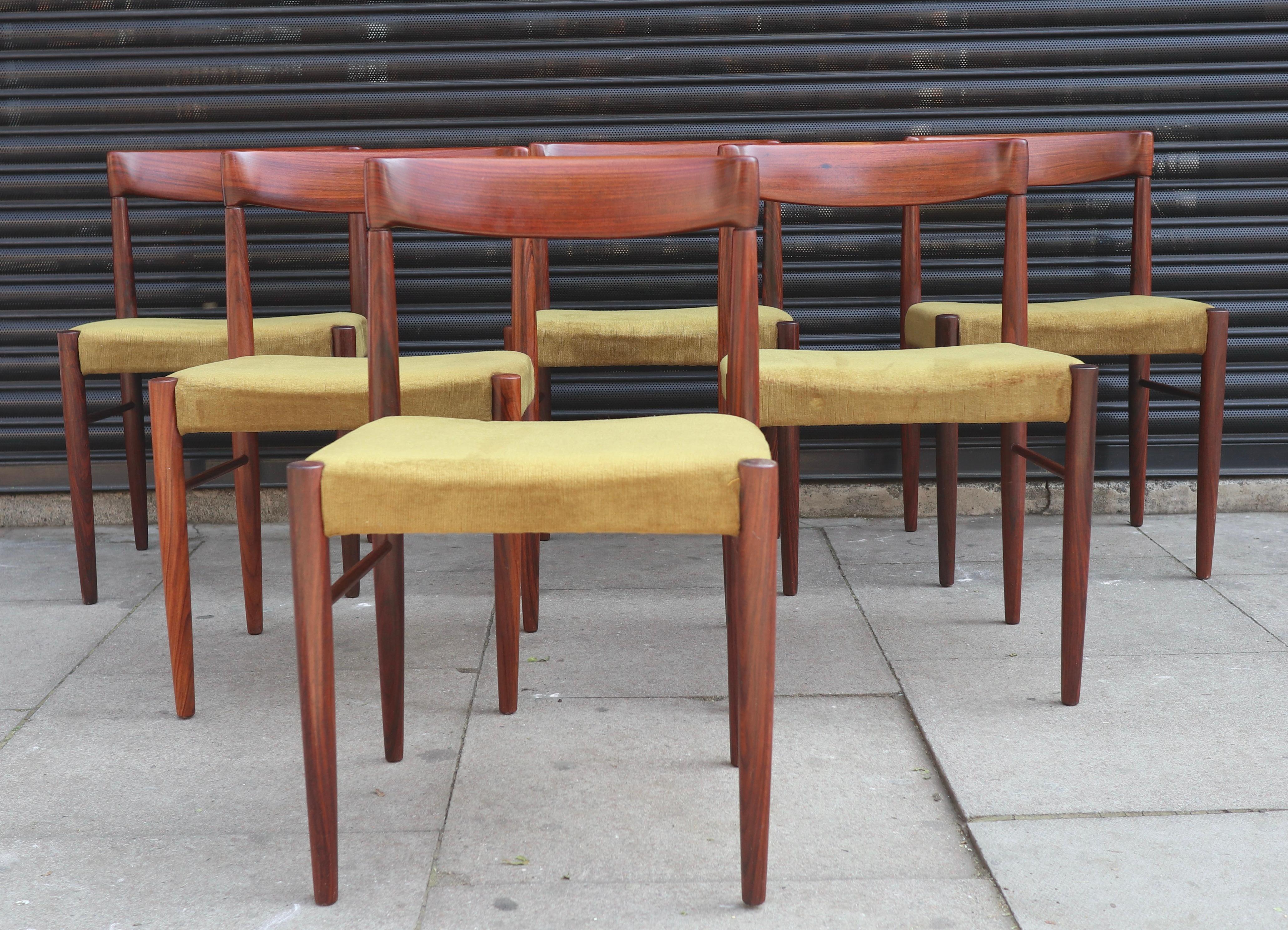 Un ensemble vintage de six chaises de salle à manger danoises en bois de rose des années 1960 par H W Klein pour Bramin en vente 3