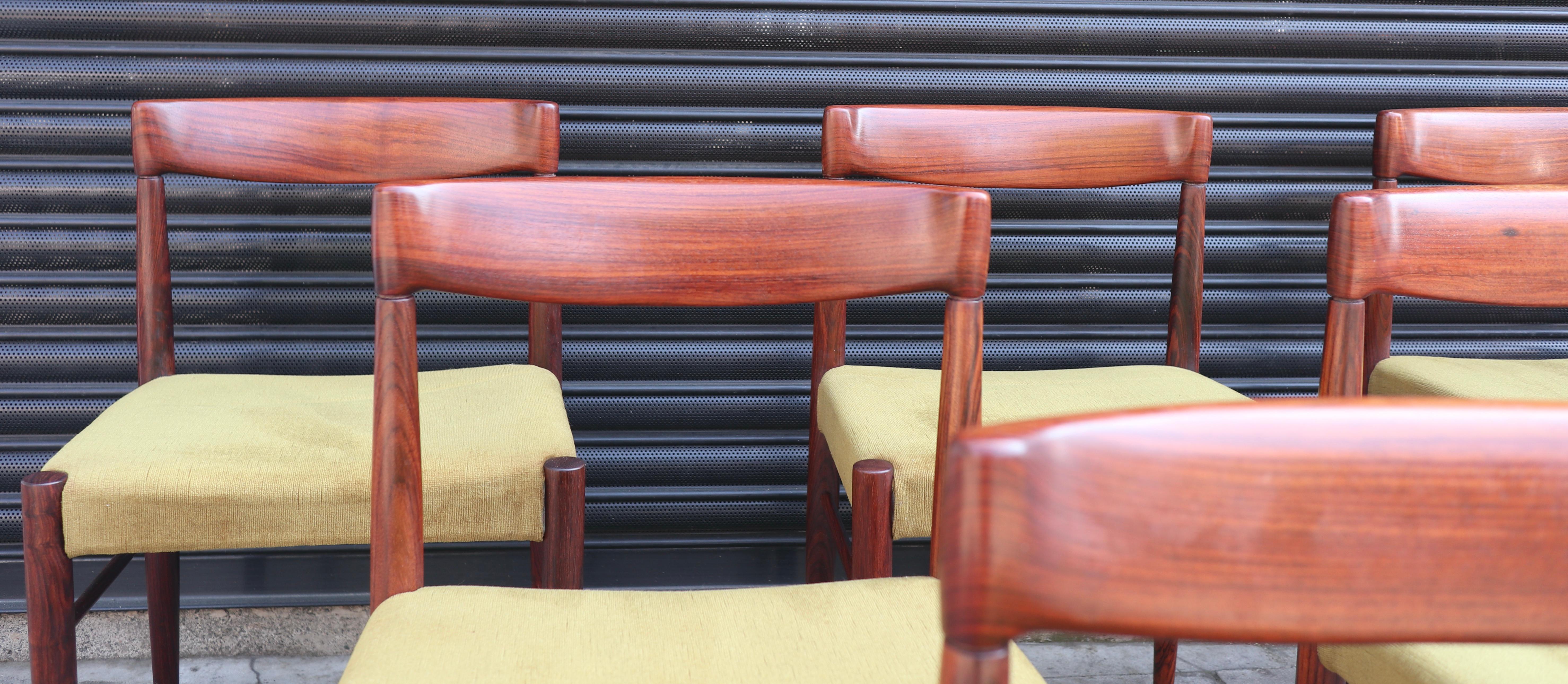 A vintage set of six Danish 1960s Rosewood dining chairs by H W Klein for Bramin For Sale 6