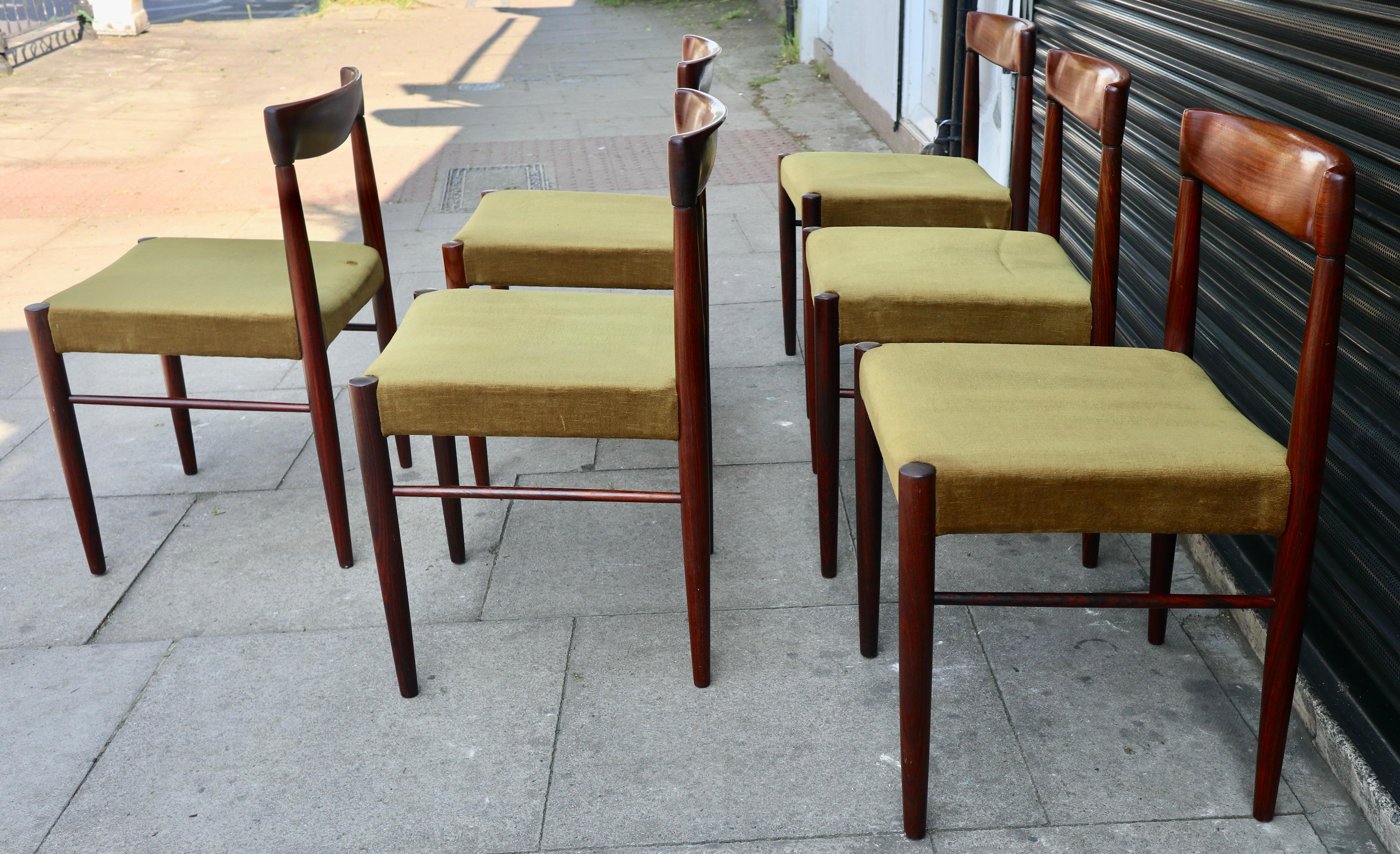 A vintage set of six Danish 1960s Rosewood dining chairs by H W Klein for Bramin For Sale 7