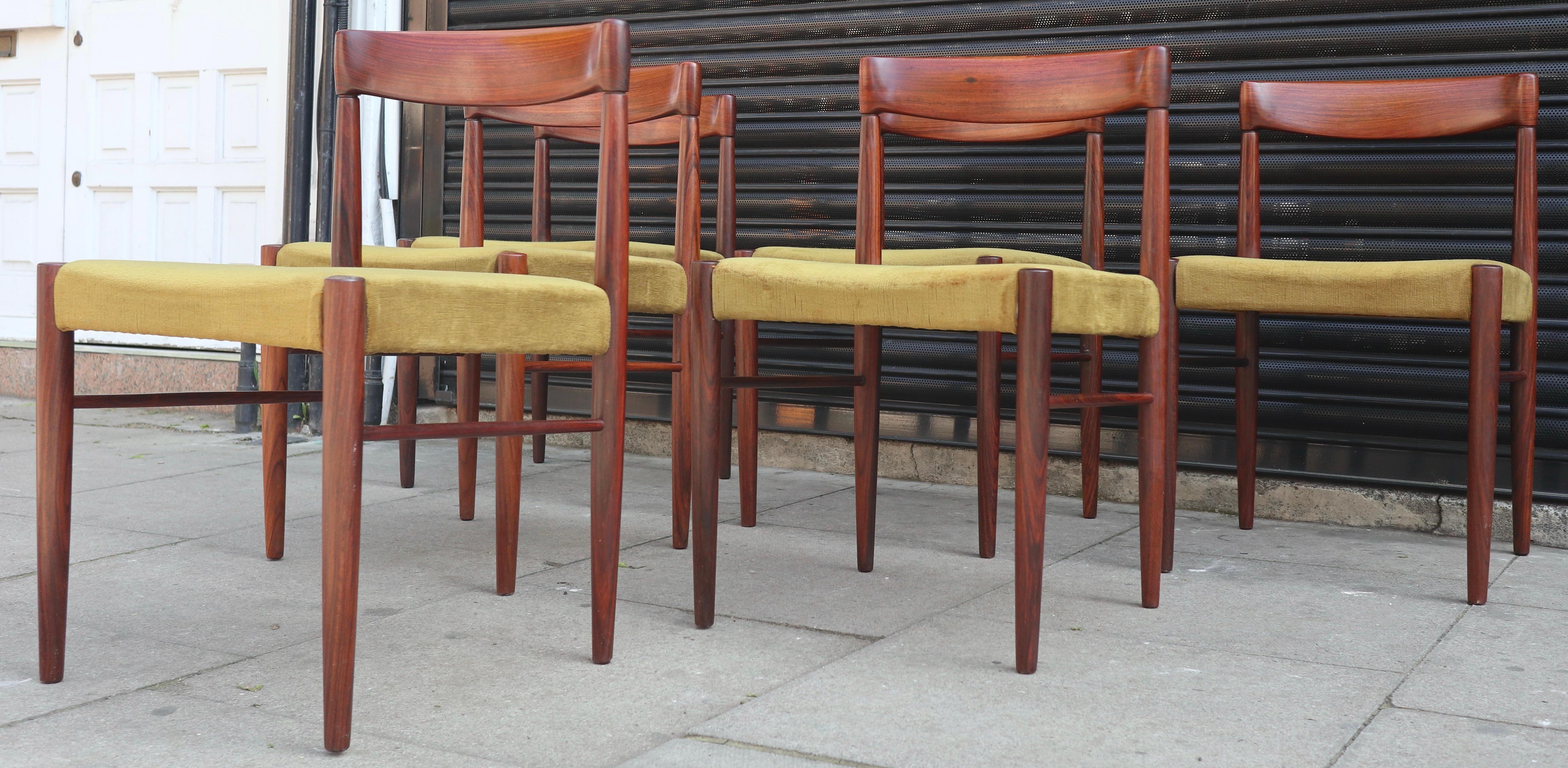 A vintage set of six Danish 1960s Rosewood dining chairs by H W Klein for Bramin For Sale 9