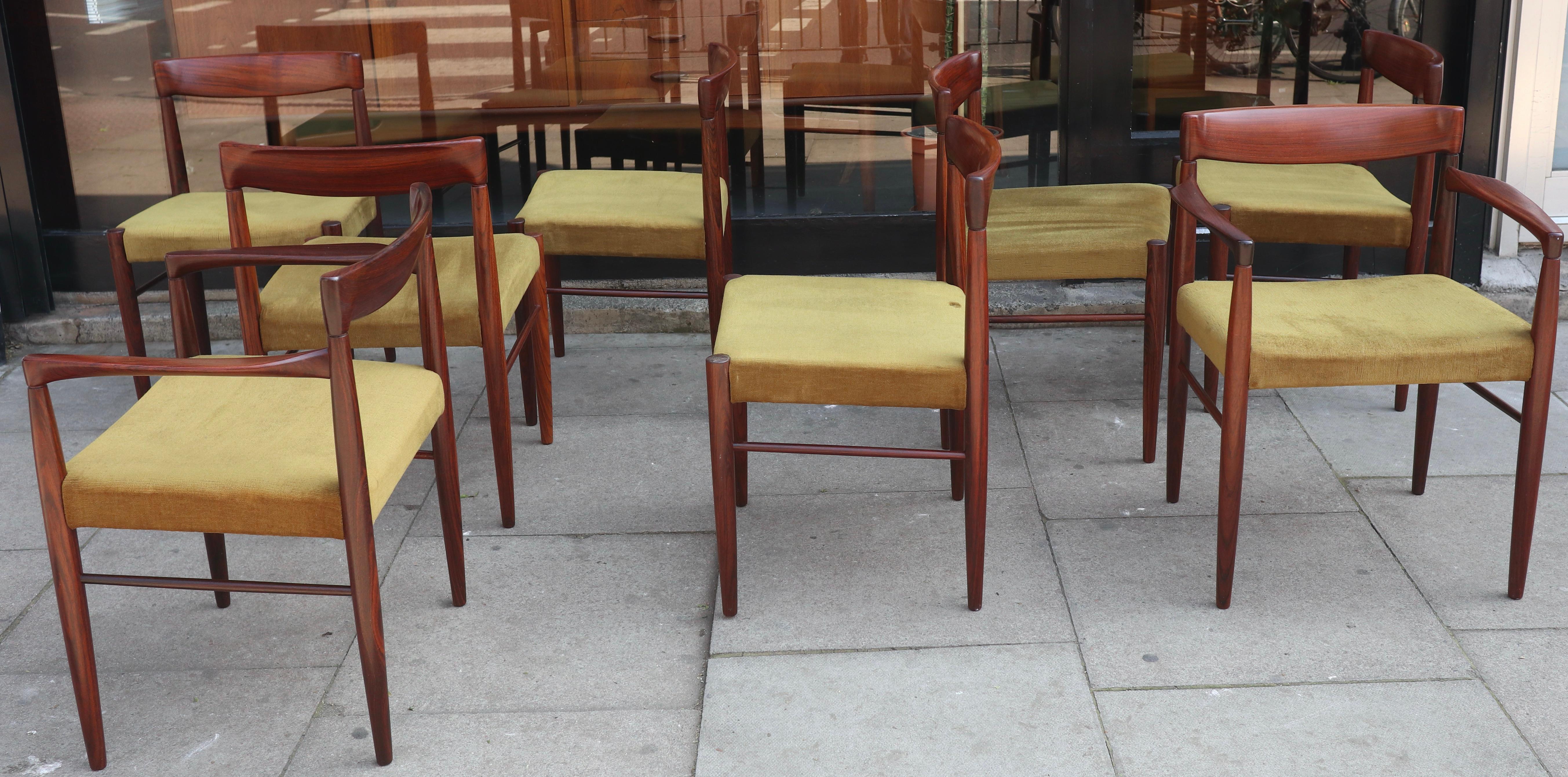 Sechs dänische Rosenholz-Esszimmerstühle aus den 1960er Jahren von H.W. Klein für Bramin im Angebot 1