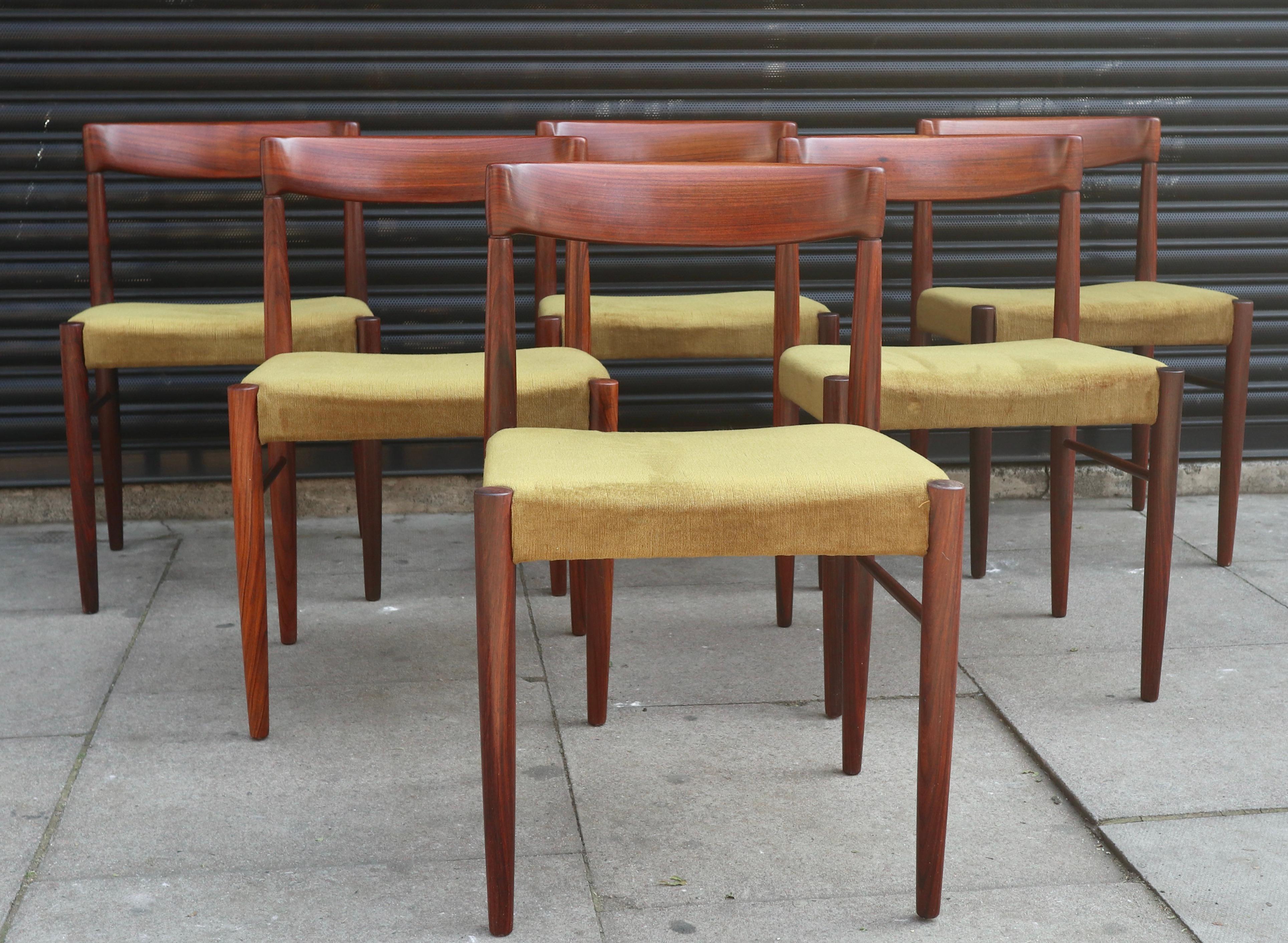 Un ensemble vintage de six chaises de salle à manger danoises en bois de rose des années 1960 par H W Klein pour Bramin en vente 2