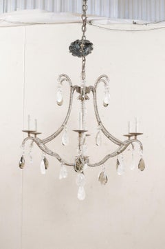 Vintage Six-Light Chandelier W/Waterfall Top, Adorn in Smoky & Rock Crystals
