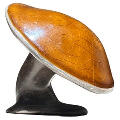 A Vintage studio ceramic art sculpture of a mushroom, circa 1970