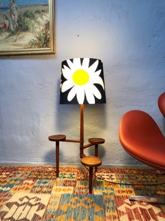 Vintage Teak Floor Lamp with Maija Isola Lamp Shade