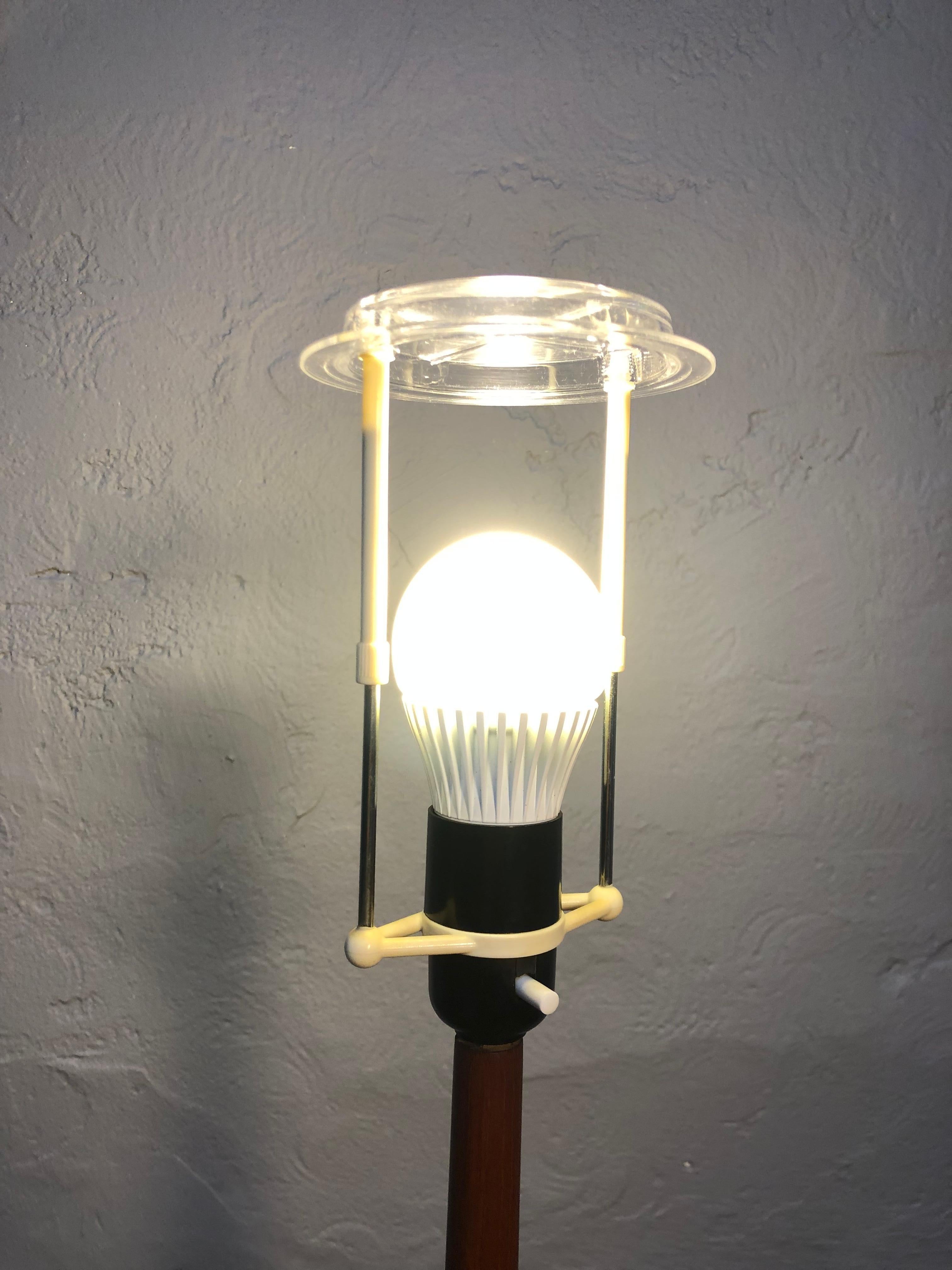 Mid-20th Century Vintage Teak Floor Lamp with Maija Isola Lamp Shade For Sale