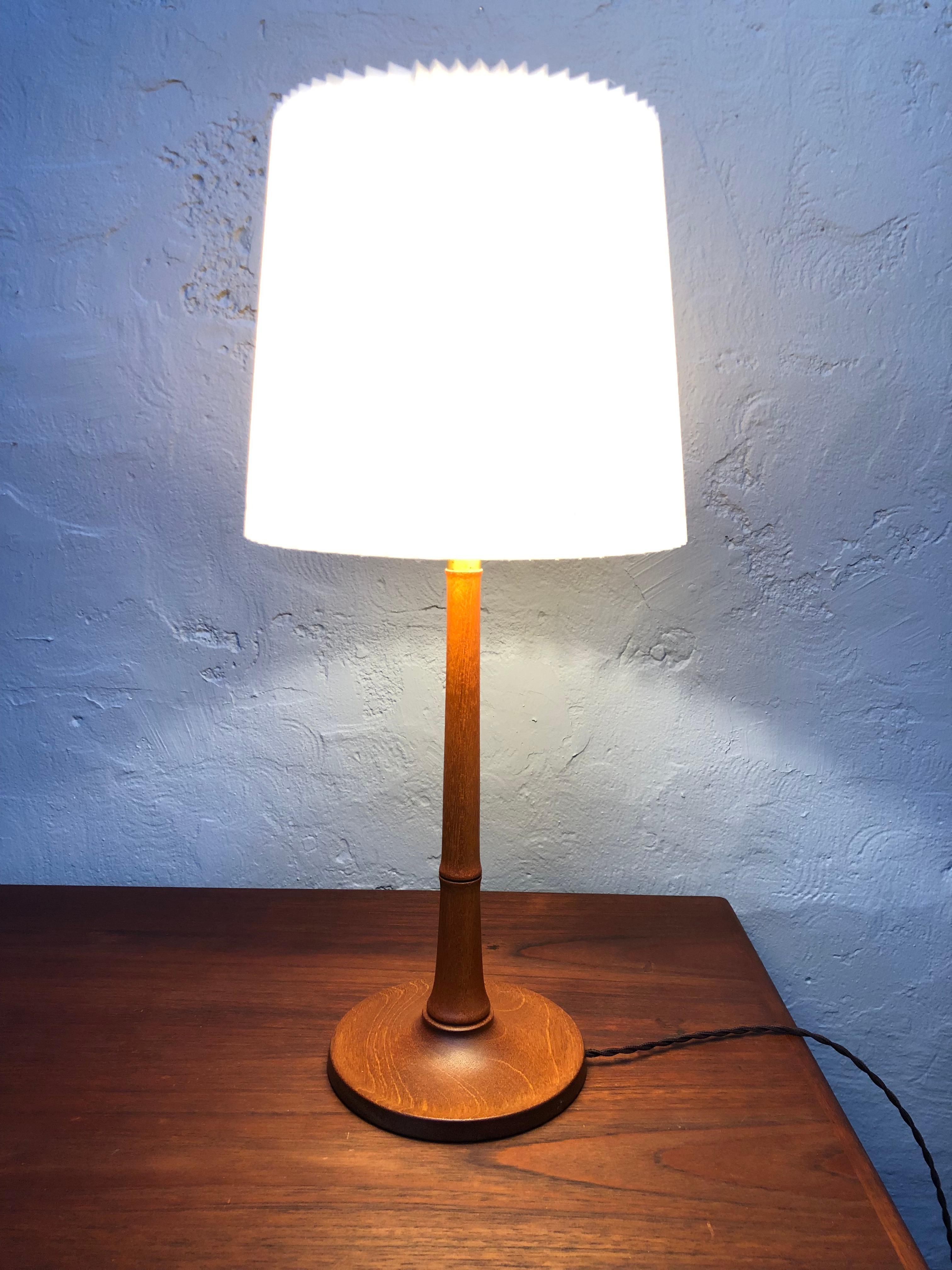 Mid-Century Modern A Vintage Teak Table Lamp by Esben Klint for Le Klint from the 1940s For Sale