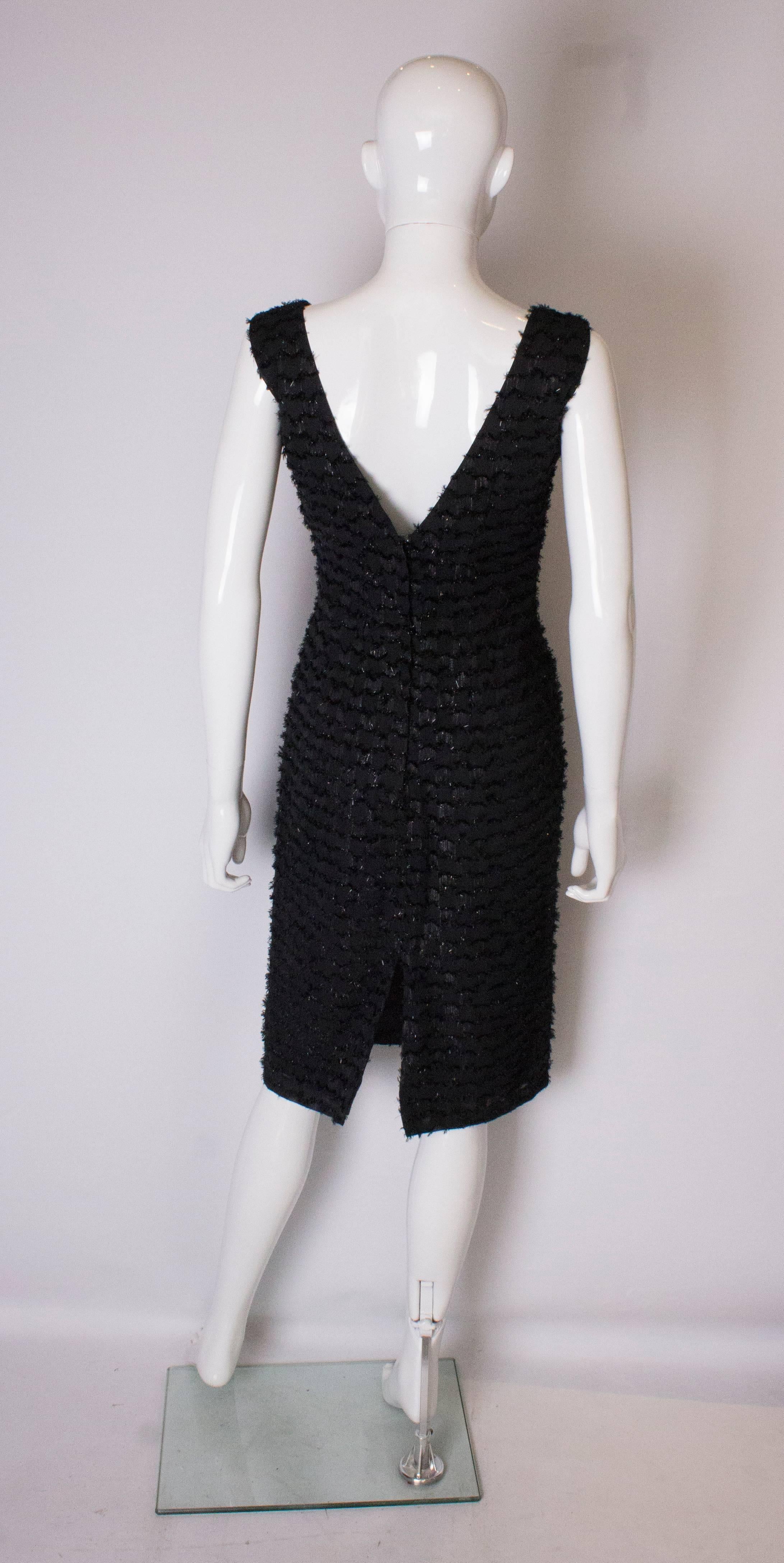A Vintage Tussi 1960s Black Glitter Cocktail Dress  In Good Condition For Sale In London, GB
