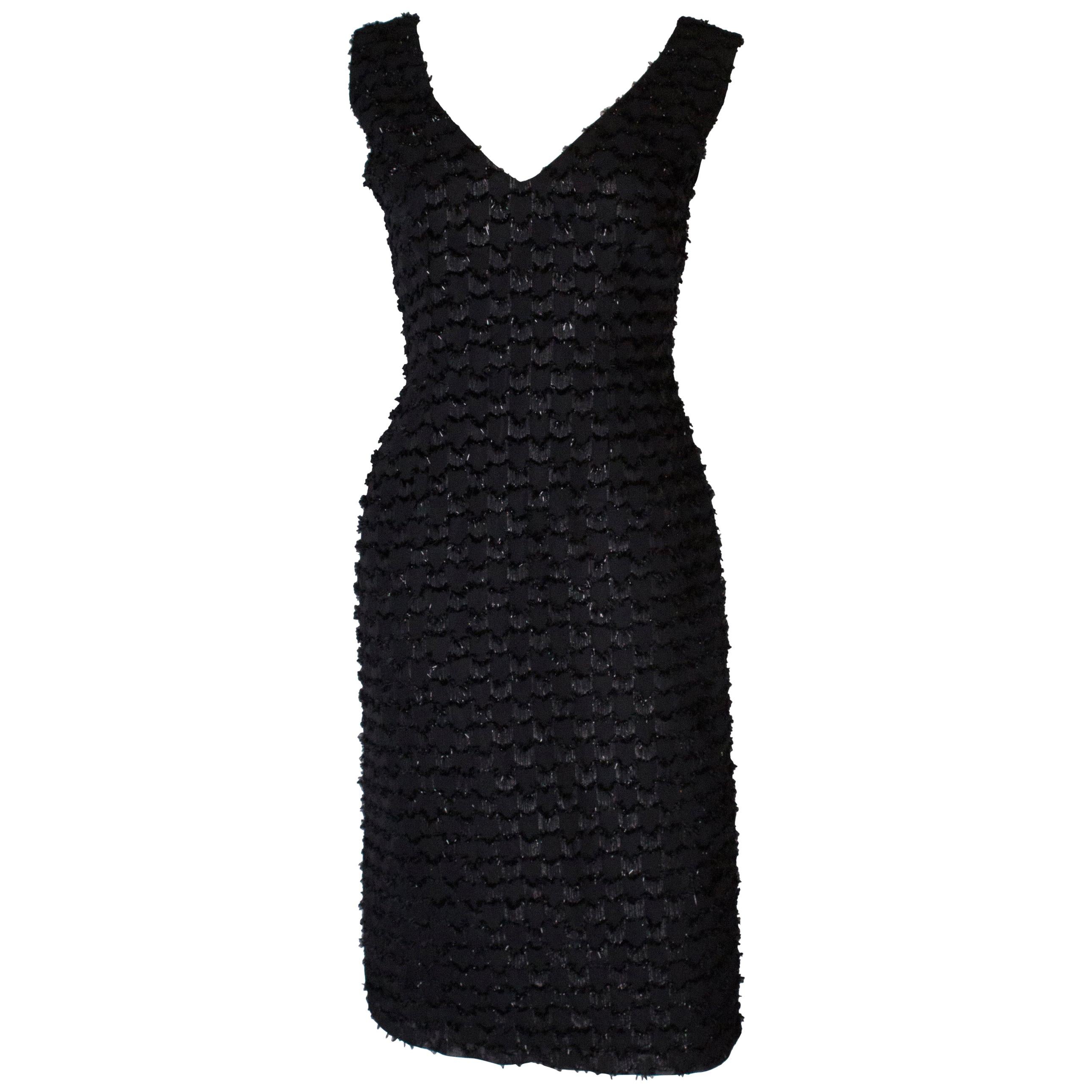 A Vintage Tussi 1960s Black Glitter Cocktail Dress  For Sale