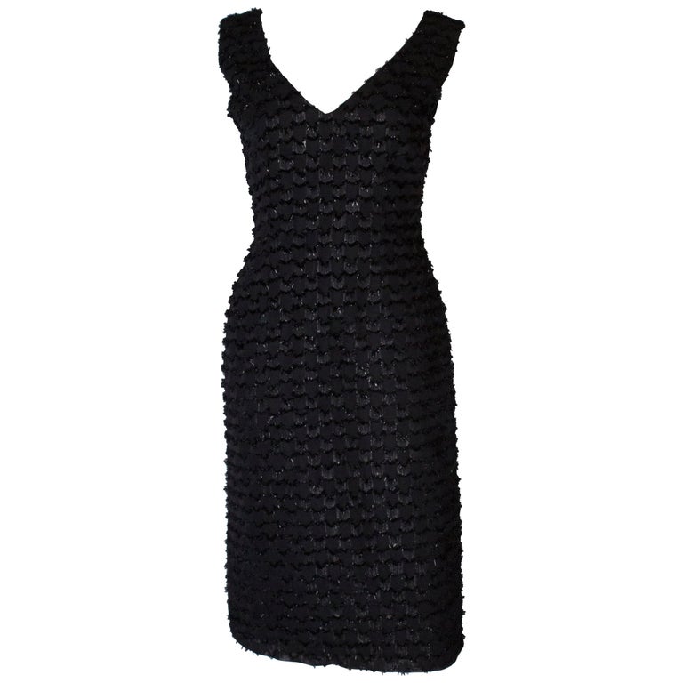 A Vintage Tussi 1960s Black Glitter Cocktail Dress For Sale at 1stDibs