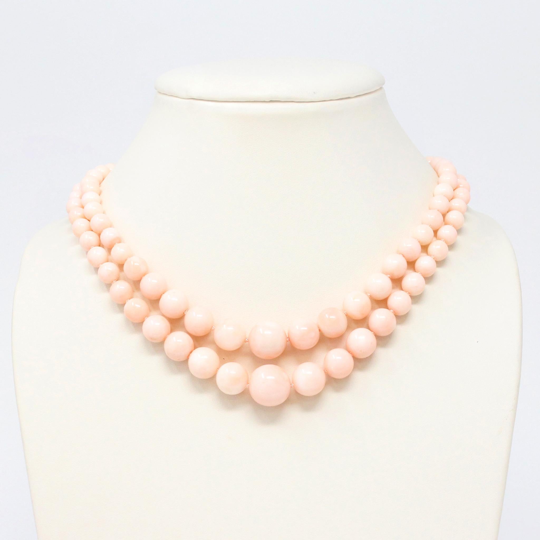 vintage angel skin coral necklace