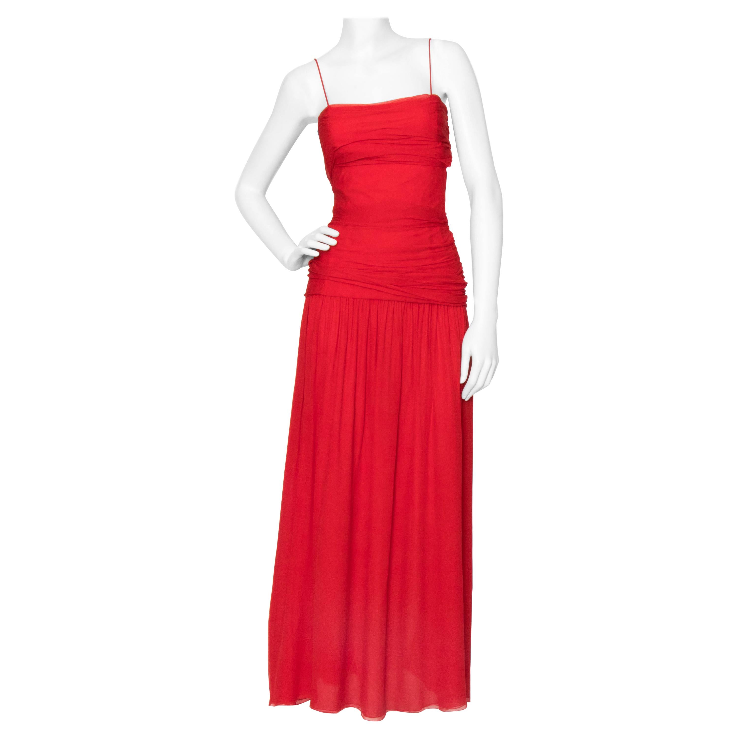 A Vintage Valentino Red Silk Organza Gown 