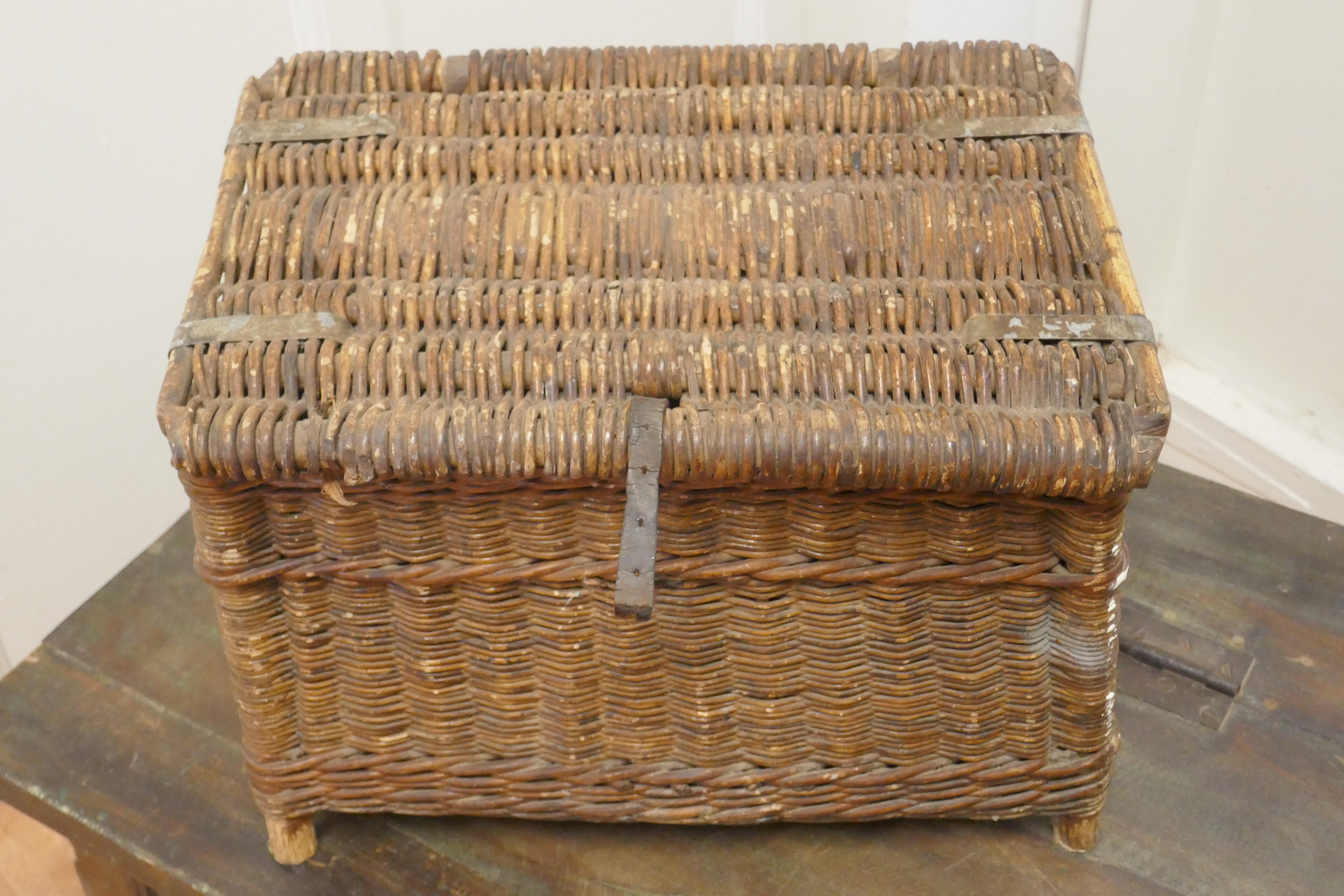 vintage wicker fishing basket
