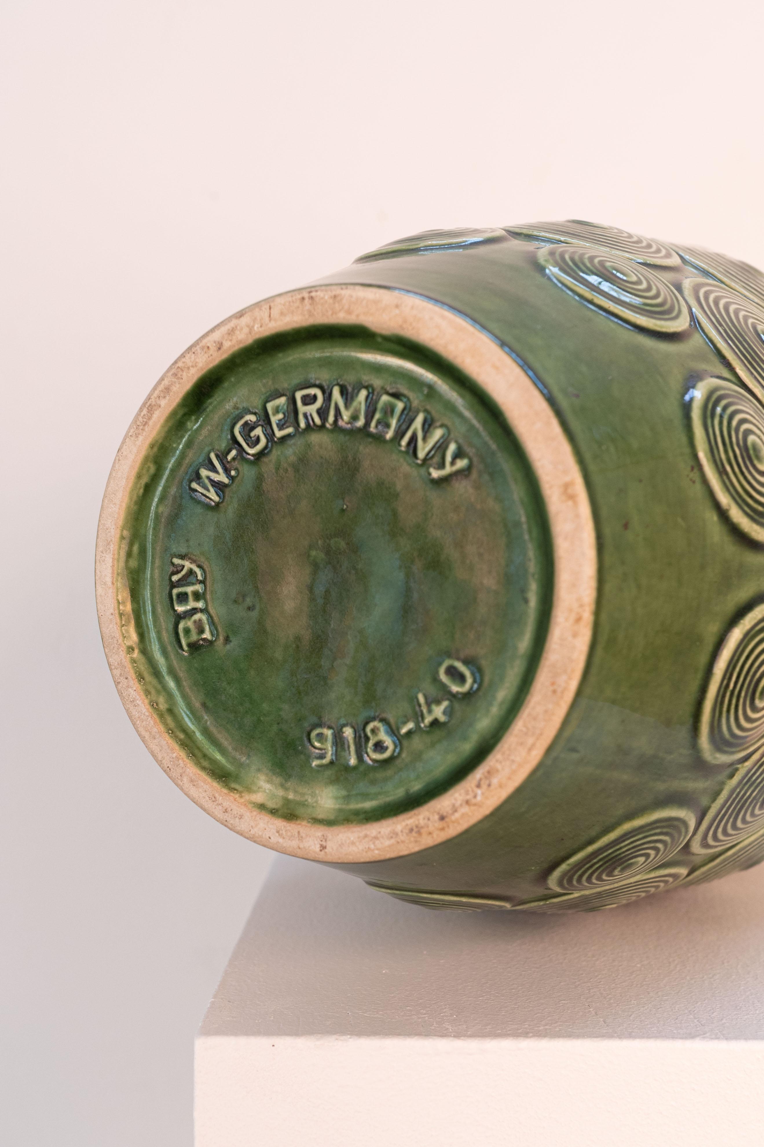 Ceramic A vintage West Germany green glazed pottery vase