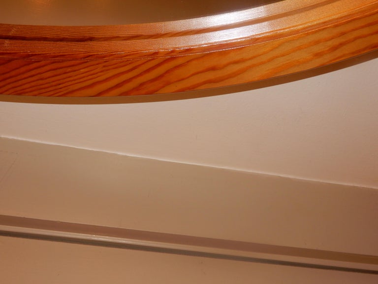 Vintage Hand Crafted White Oak American Oval Mirror For Sale at 1stDibs