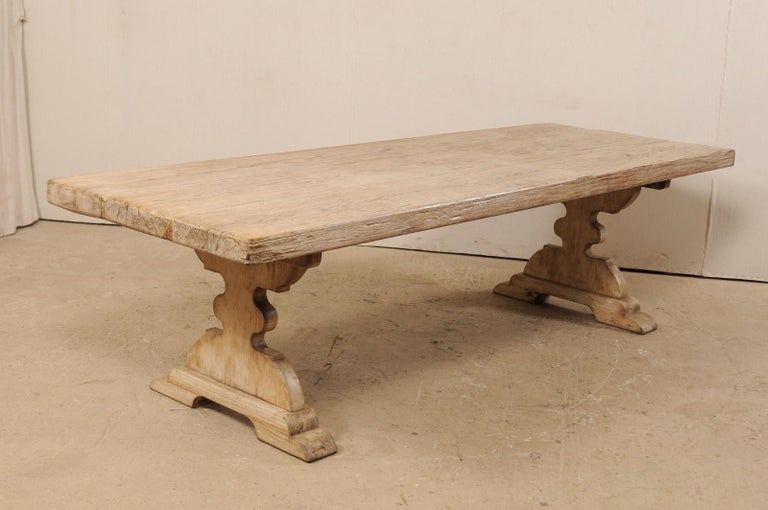 Vintage Wooden Trestle Dining Table With Nice Thick Top