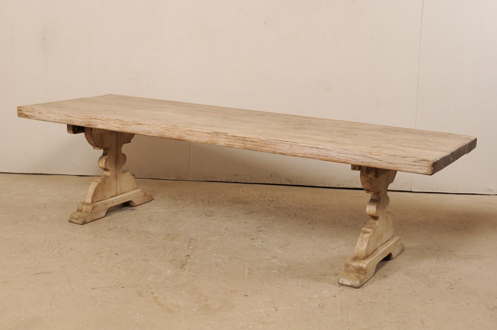 a thick old wooden table