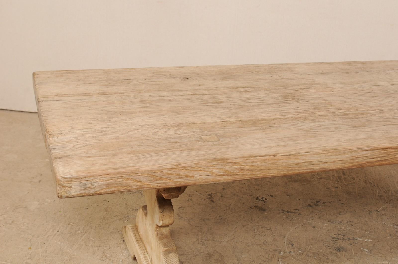 Bleached Vintage Wooden Trestle Dining Table with Nice Thick Top