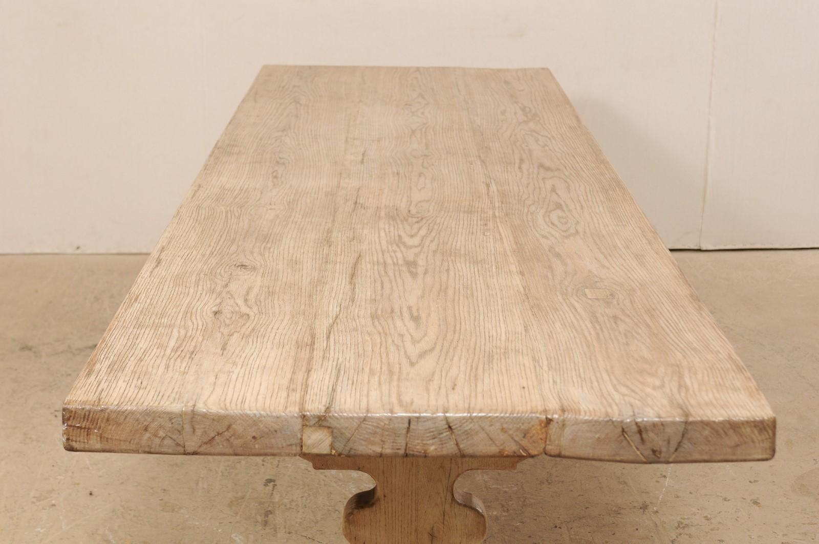 20th Century Vintage Wooden Trestle Dining Table with Nice Thick Top