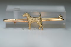 Vintage Yellow Gold Airedale Terrier Dog Brooch