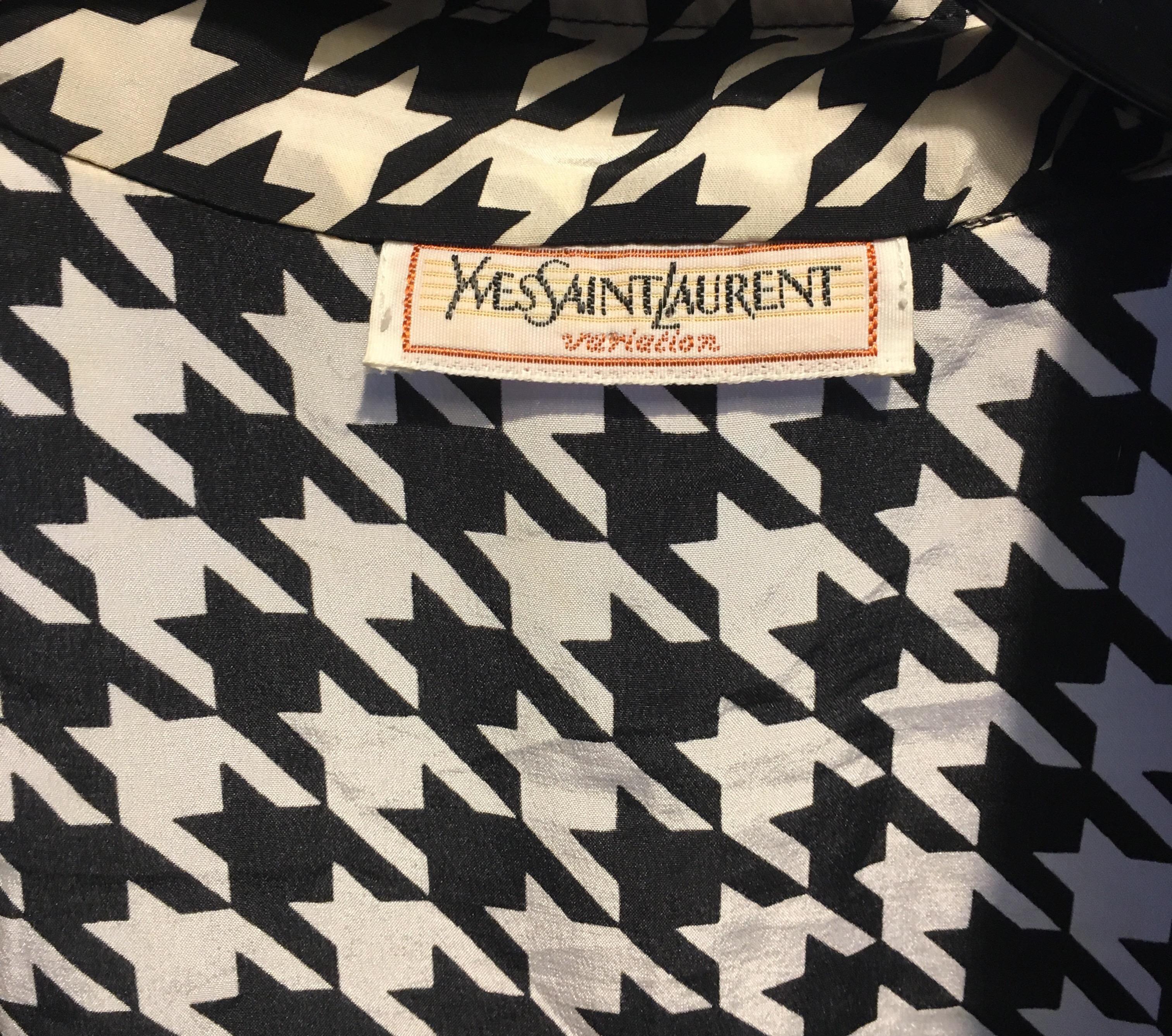 A Vintage Yves Saint Laurent Houndstooth Silk Blouse 4
