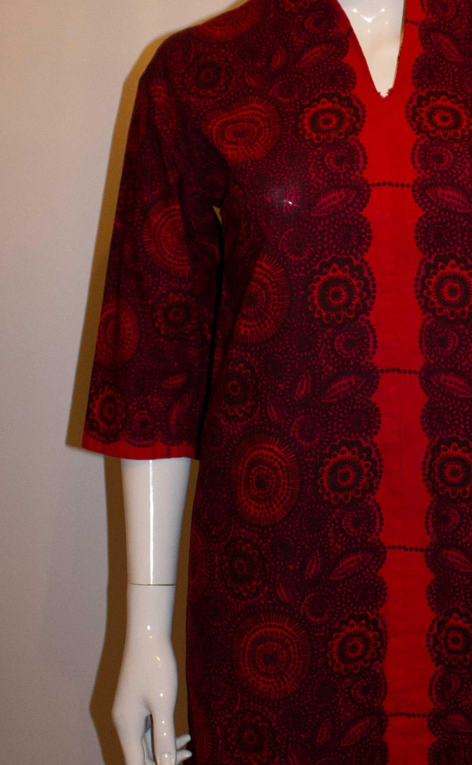 Women's  A Vintage, Just Right , Helsinki, Red Print Cotton Dress For Sale