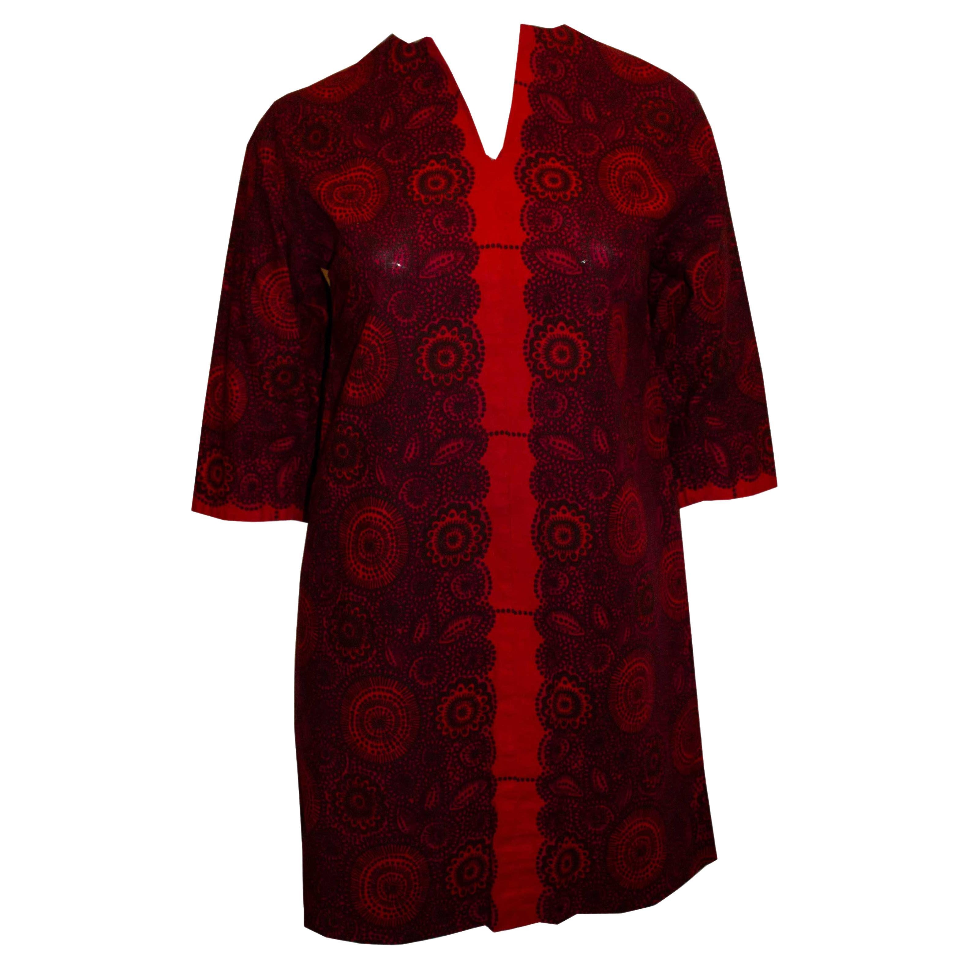  A Vintage, Just Right , Helsinki, Red Print Cotton Dress For Sale